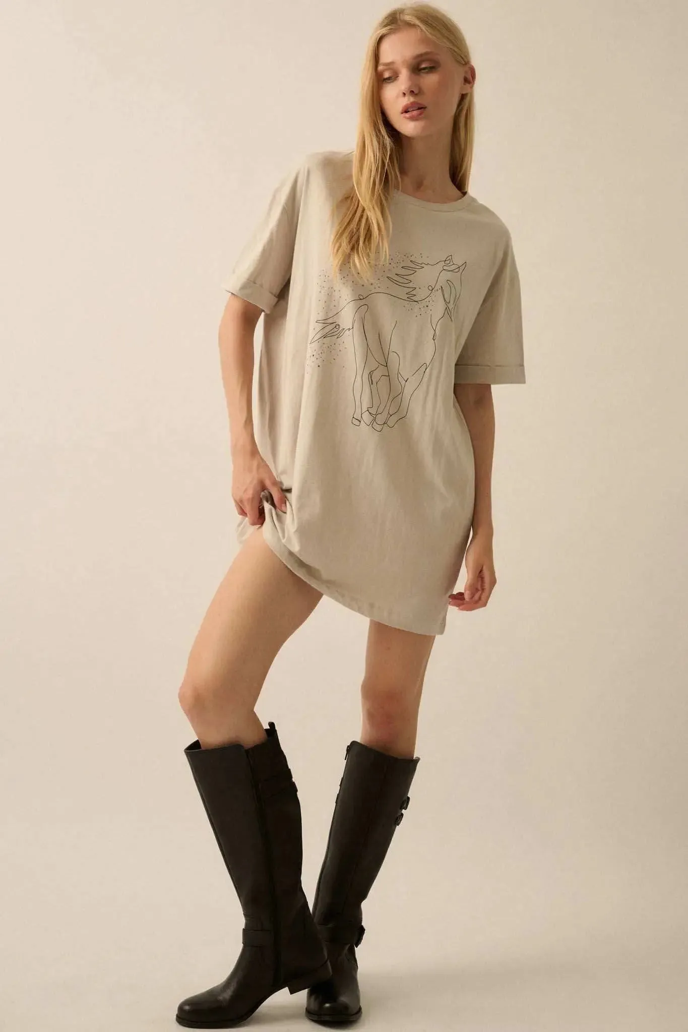 Wild Horses Oversize Hand-Drawn Graphic Tee sold by Promesa product image thumbnail 4