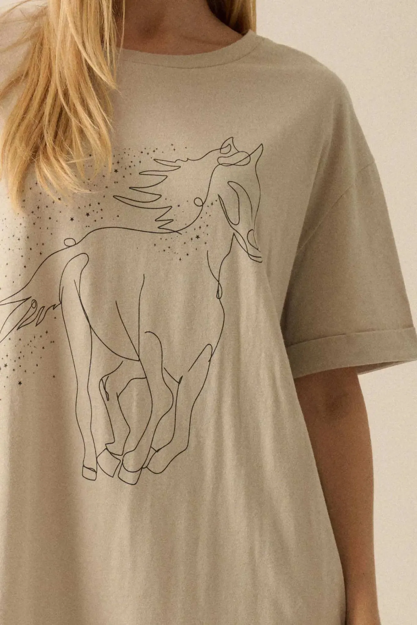 Wild Horses Oversize Hand-Drawn Graphic Tee sold by Promesa product image thumbnail 2