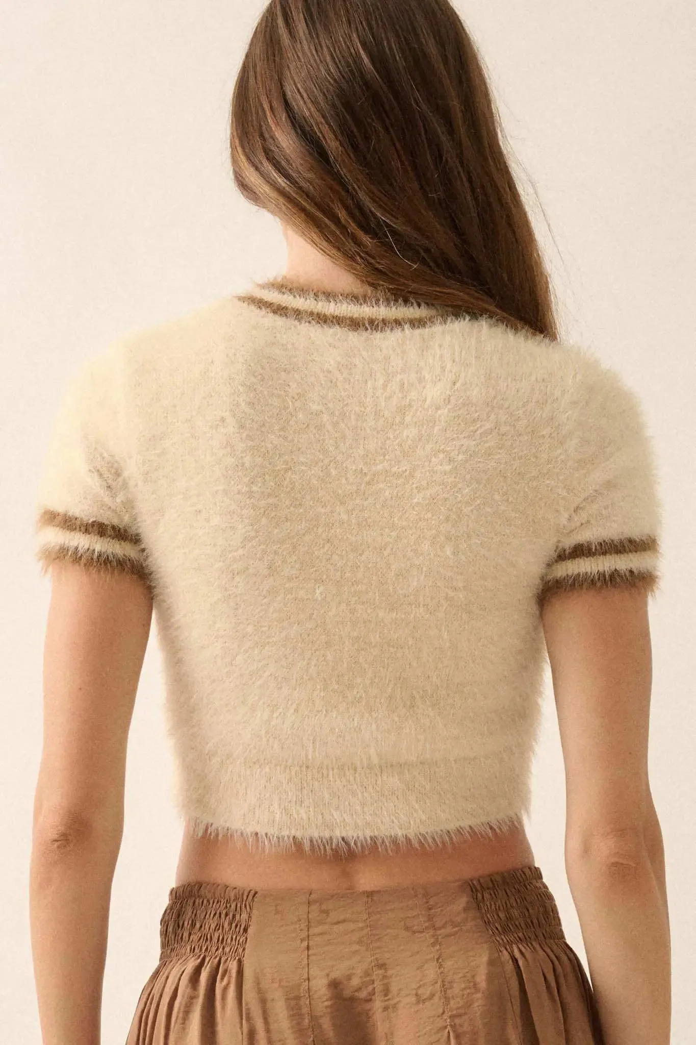 Bow Me Away Fuzzy Knit Short-Sleeve Sweater sold by Promesa product image thumbnail 2