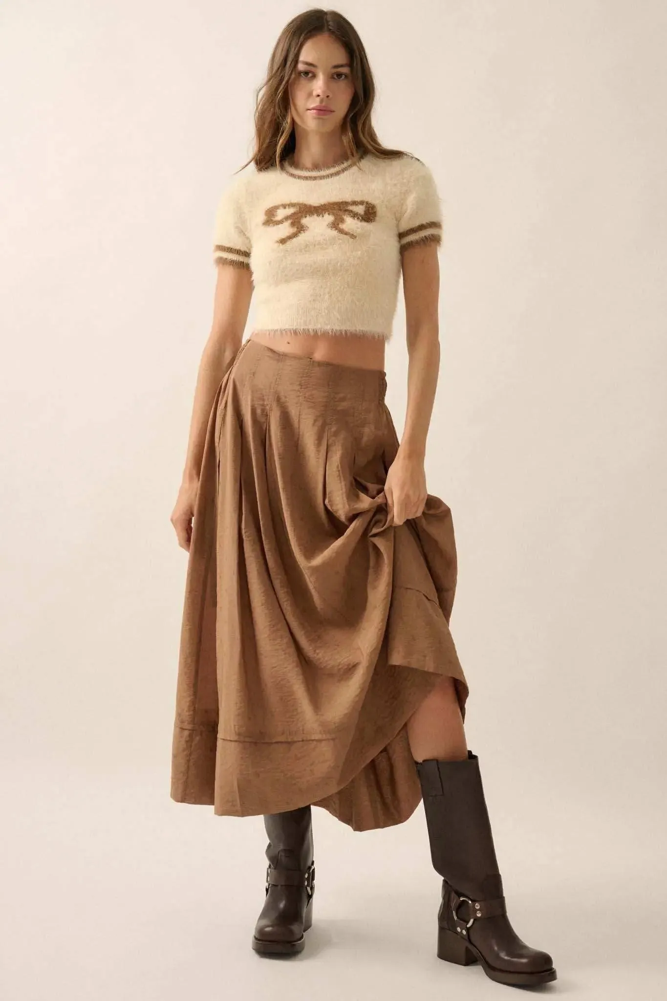 Bow Me Away Fuzzy Knit Short-Sleeve Sweater sold by Promesa product image thumbnail 3