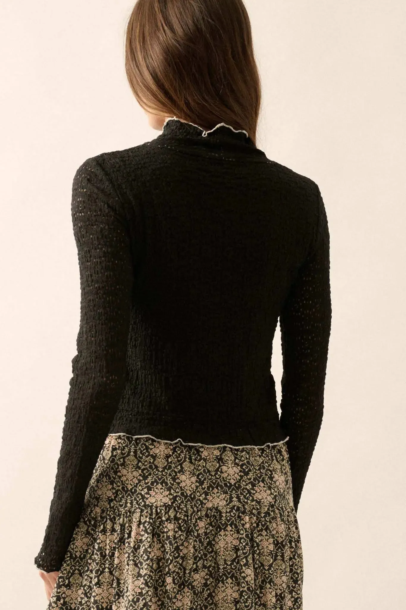 Dainty Daisy Floral Lace Mock-Neck Top sold by Promesa product image thumbnail 2