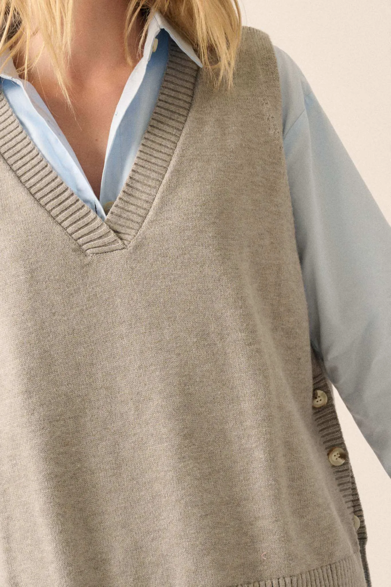 Book Smarts Side-Button V-Neck Sweater Vest sold by Promesa product image thumbnail 3