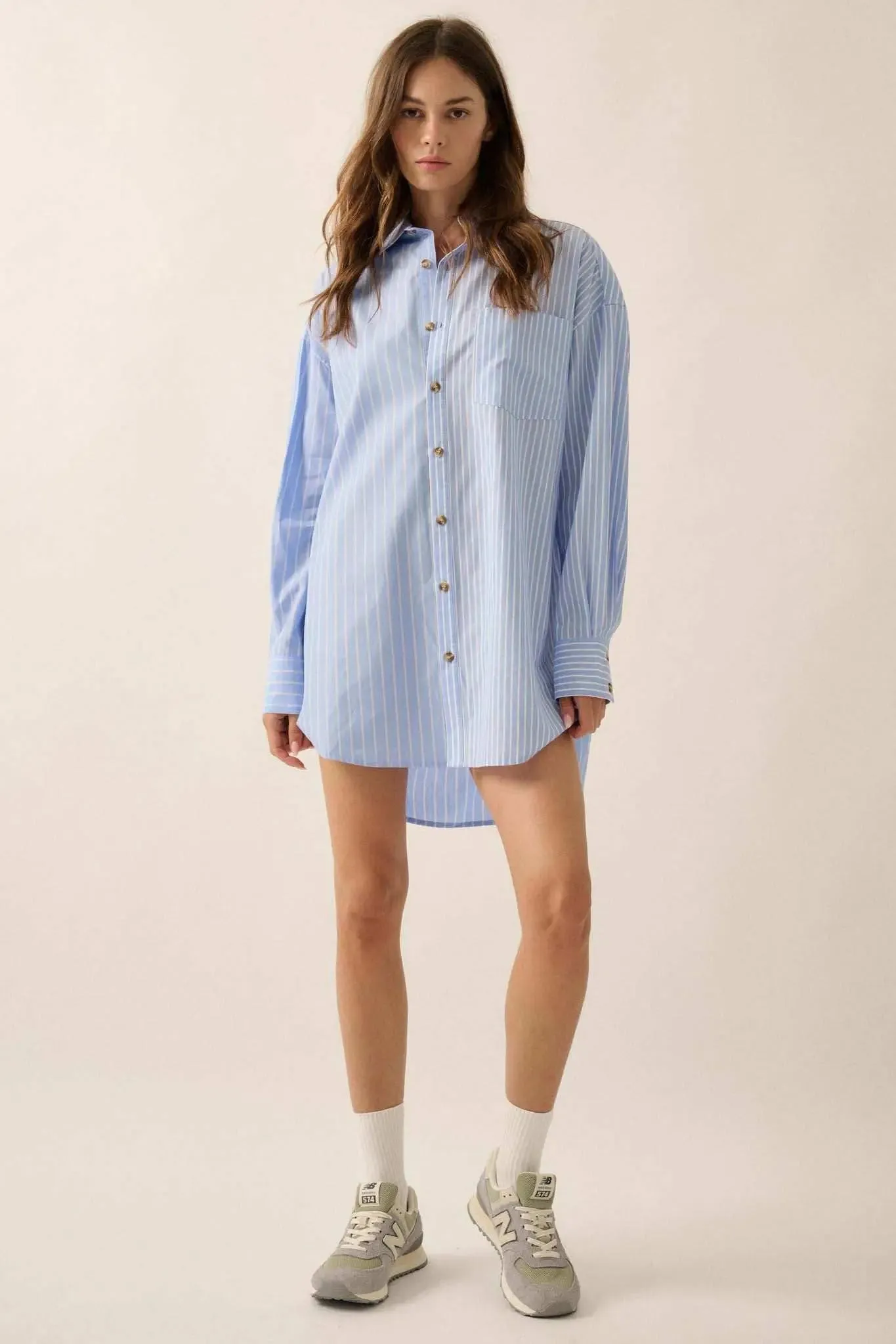Big Business Oversized Striped Mini Shirt Dress sold by Promesa product image thumbnail 5