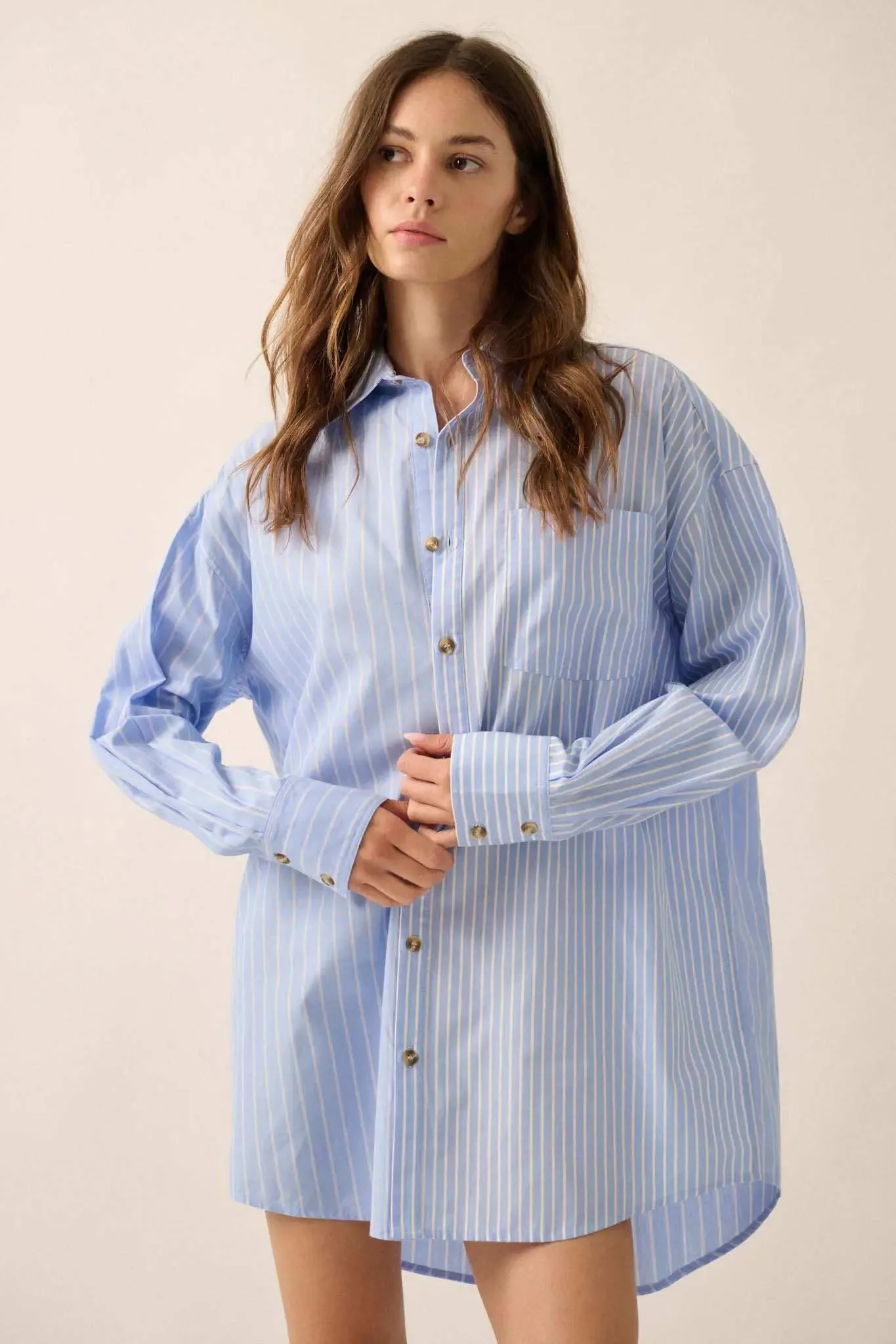 Big Business Oversized Striped Mini Shirt Dress sold by Promesa product image thumbnail 3