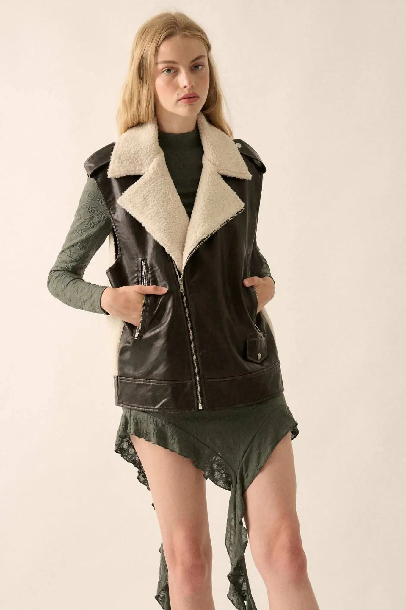 Wild One Vegan Leather and Fleece Motorcycle Vest sold by Promesa product image thumbnail 3