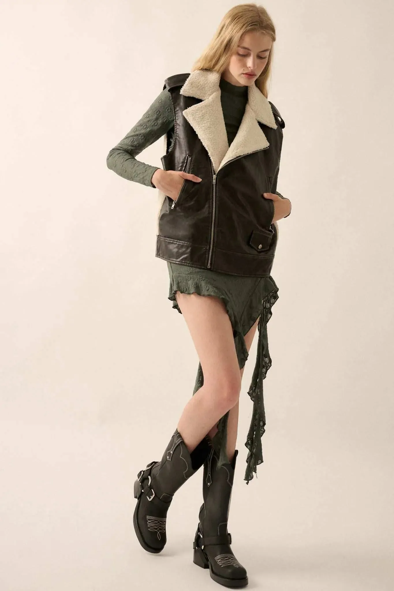 Wild One Vegan Leather and Fleece Motorcycle Vest sold by Promesa product image thumbnail 5
