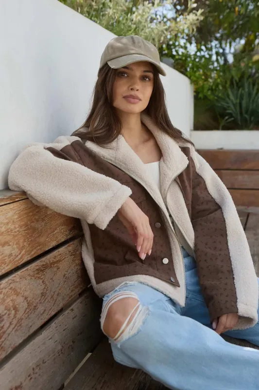 Daisy Road Floral Twill and Fleece Trucker Jacket made by Promesa