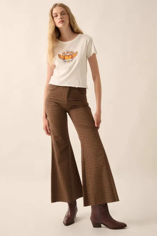 Dynamite Daisy Floral Twill Cropped Flare Pants sold by Promesa