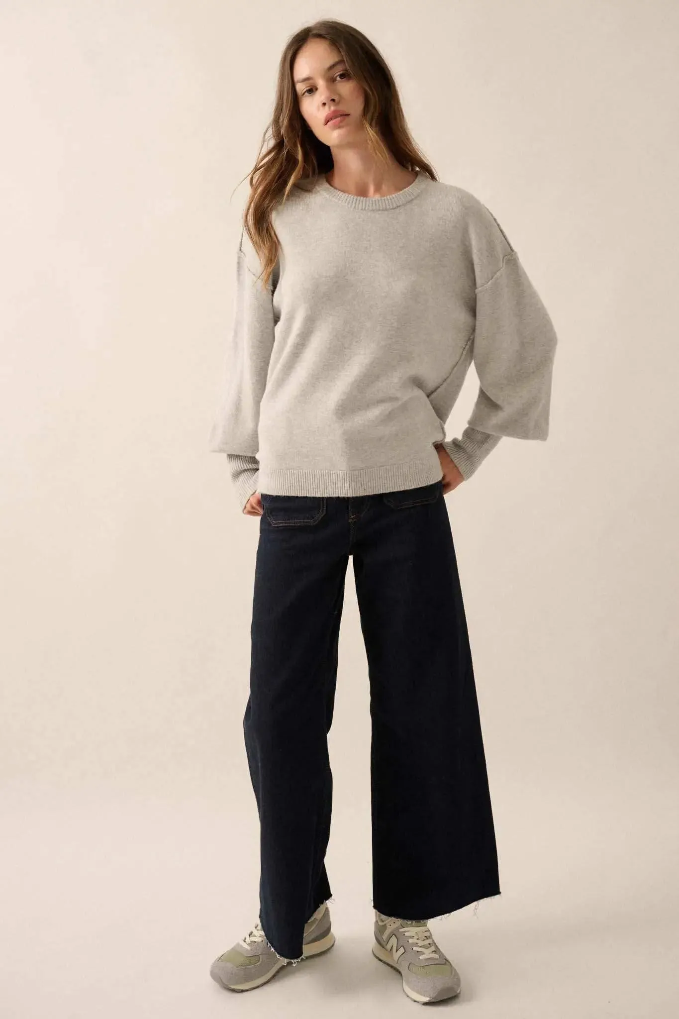 Old Soul Exposed-Seam Bishop-Sleeve Sweater sold by Promesa product image thumbnail 5