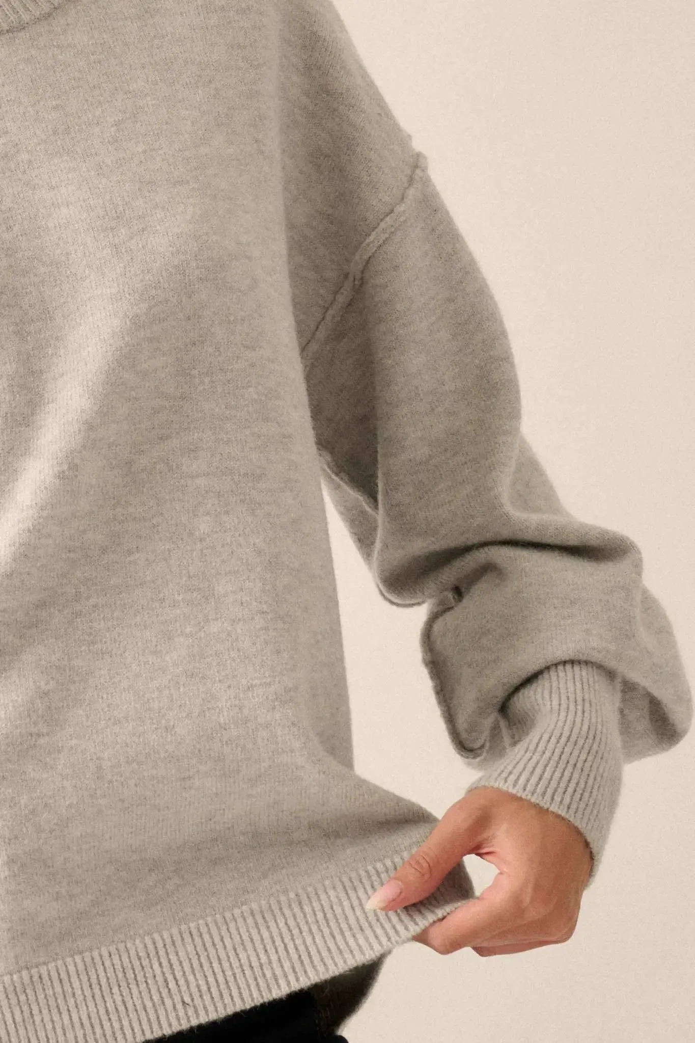 Old Soul Exposed-Seam Bishop-Sleeve Sweater sold by Promesa product image thumbnail 4