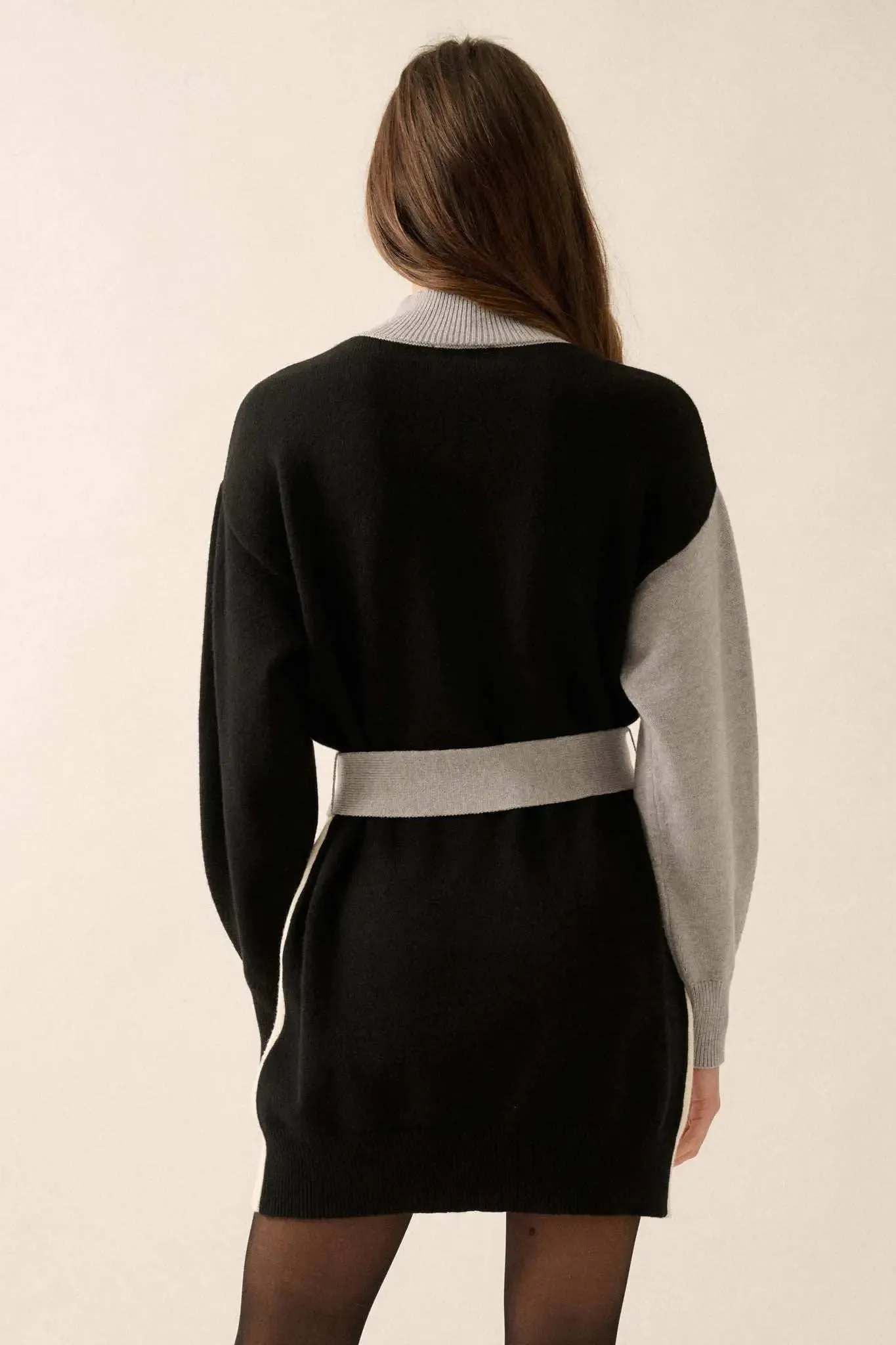 Modern Moment Colorblock Belted Mini Sweater Dress sold by Promesa product image thumbnail 2
