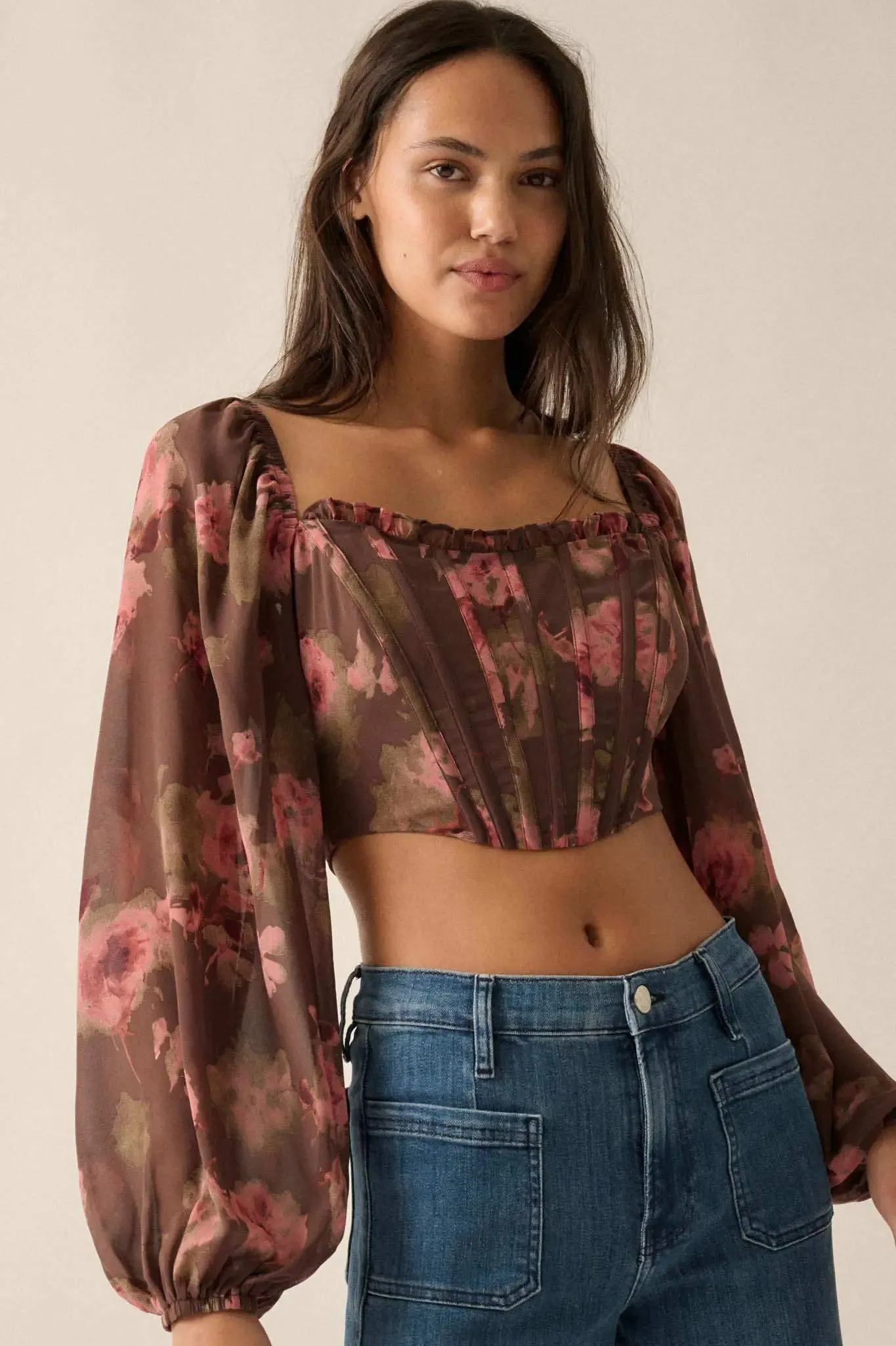 Love Is a Rose Floral Chiffon Cropped Corset Top sold by Promesa product image thumbnail 5