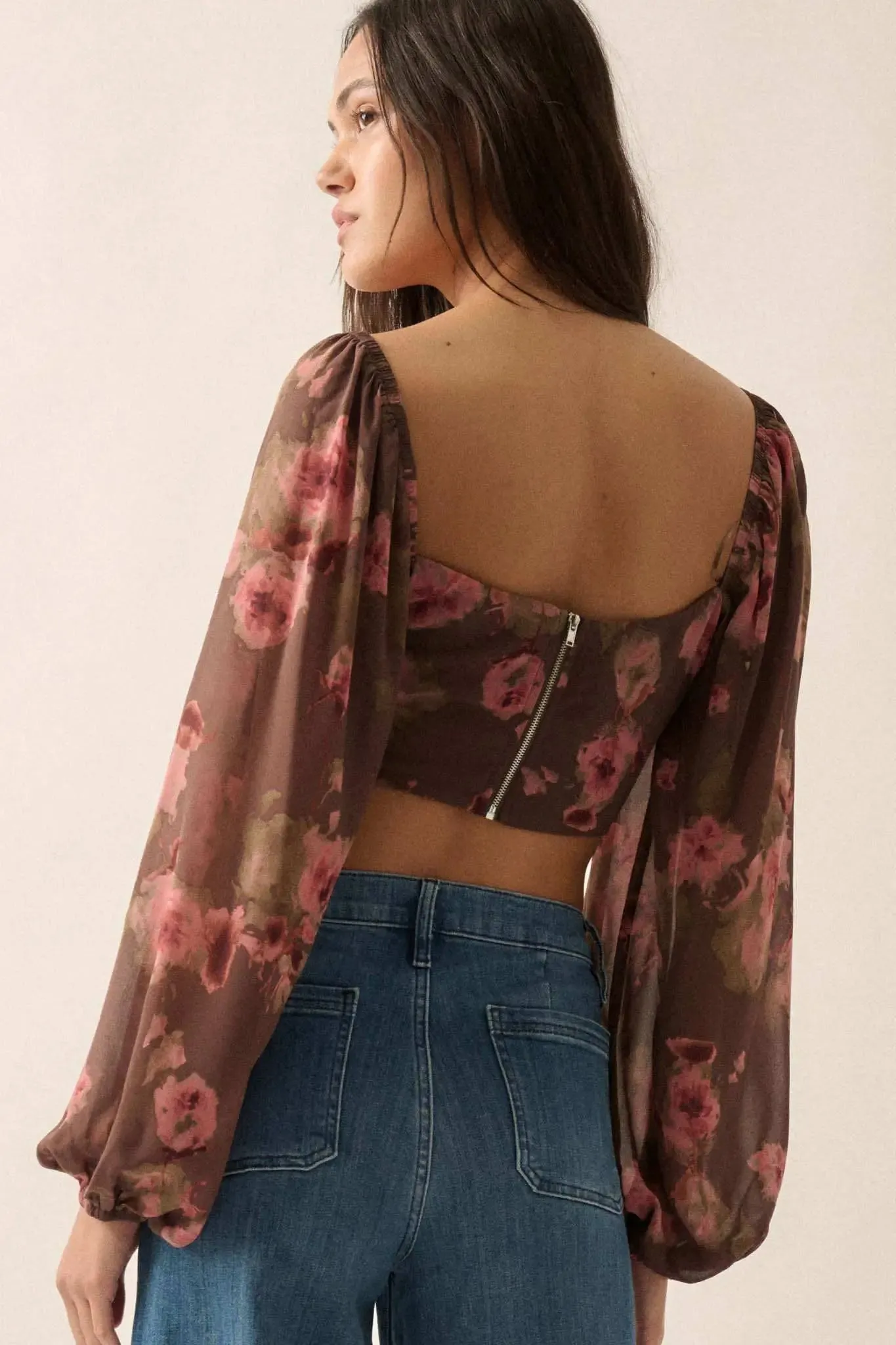 Love Is a Rose Floral Chiffon Cropped Corset Top sold by Promesa product image thumbnail 2