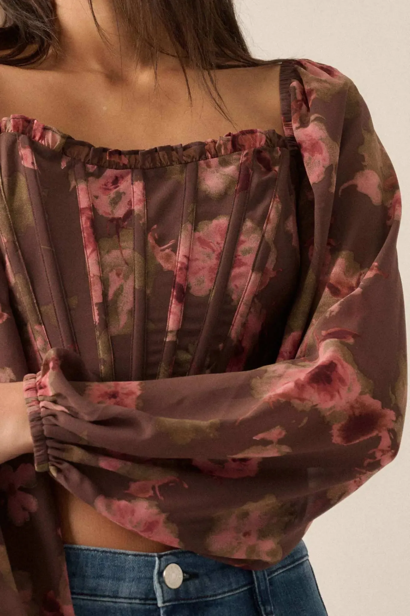 Love Is a Rose Floral Chiffon Cropped Corset Top sold by Promesa product image thumbnail 4