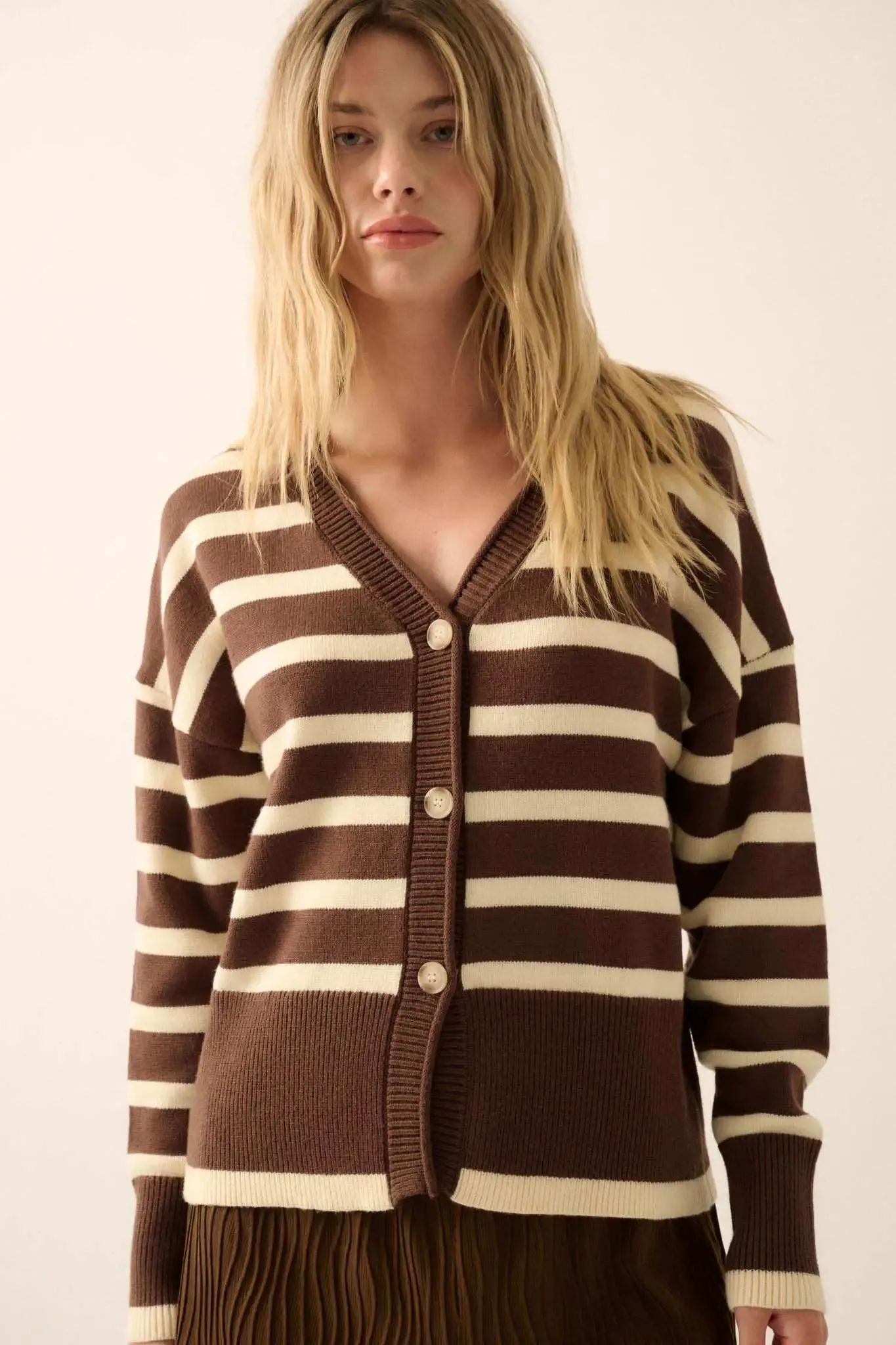 Taking Notes Striped Button-Front Cardigan sold by Promesa product image thumbnail 2