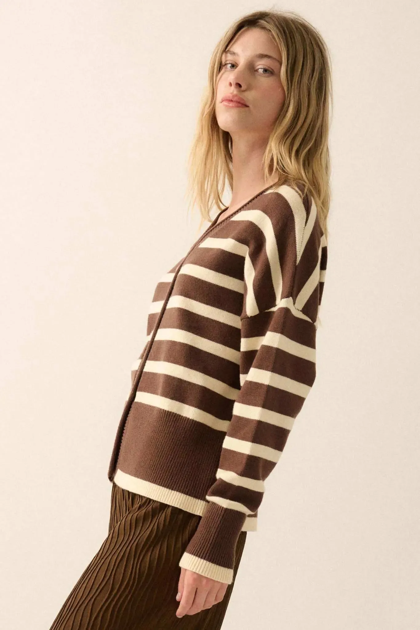 Taking Notes Striped Button-Front Cardigan sold by Promesa product image thumbnail 5