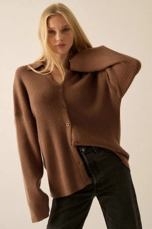 Promise the Label Rib-Knit Oversize Cardigan Sweater sold by Promesa