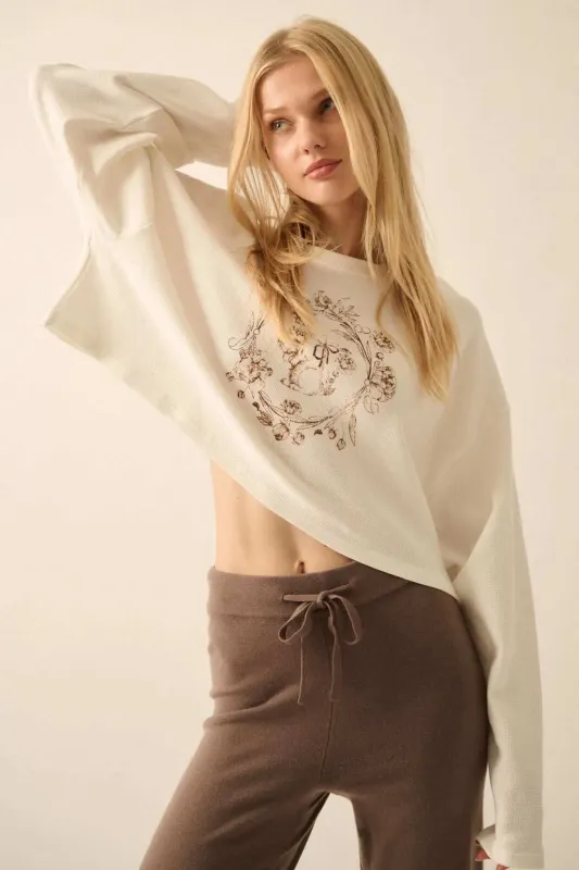 Cuddle Bunny Cropped Thermal Graphic Top sold by Promesa