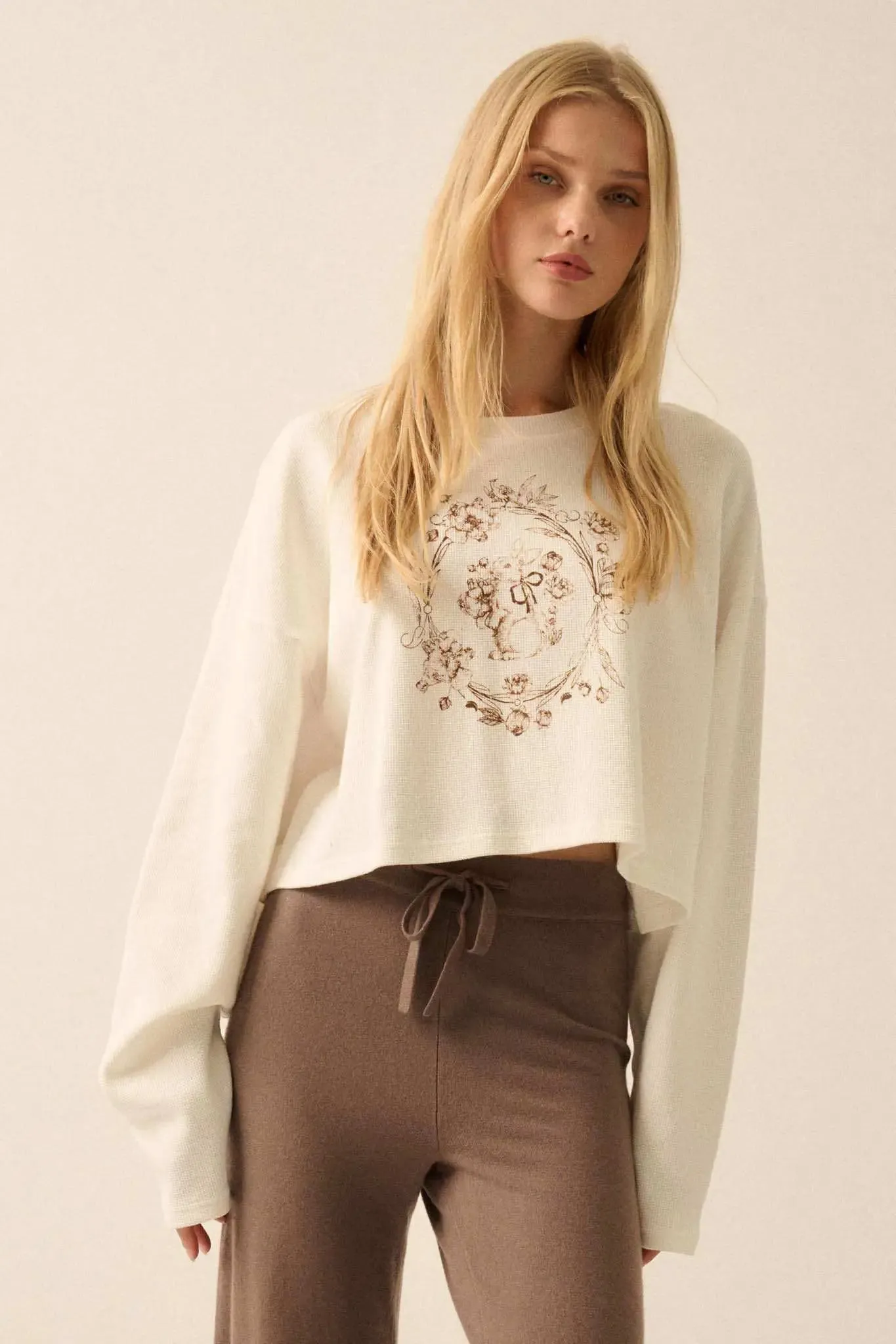 Cuddle Bunny Cropped Thermal Graphic Top sold by Promesa product image thumbnail 5