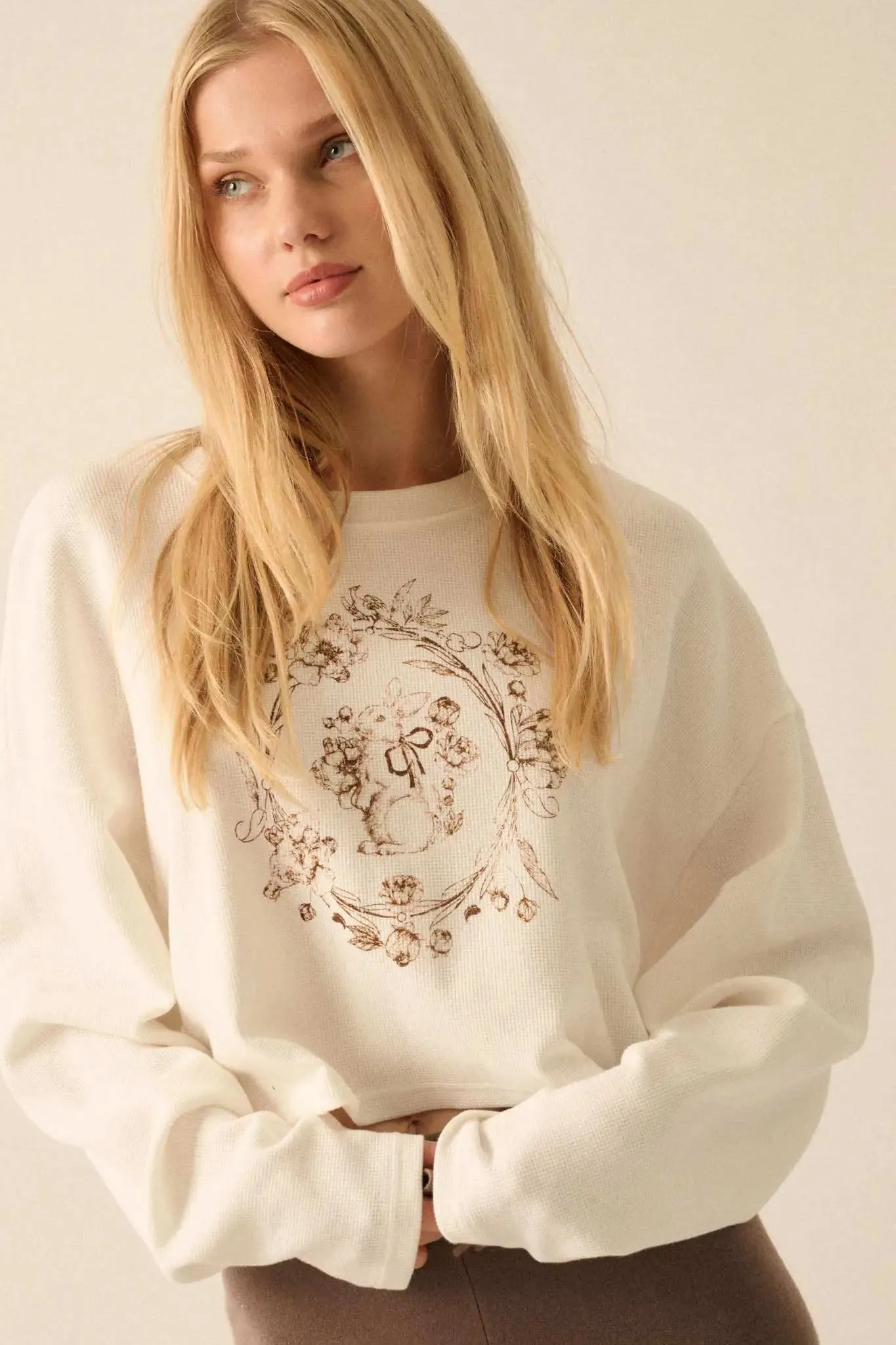 Cuddle Bunny Cropped Thermal Graphic Top sold by Promesa product image thumbnail 3