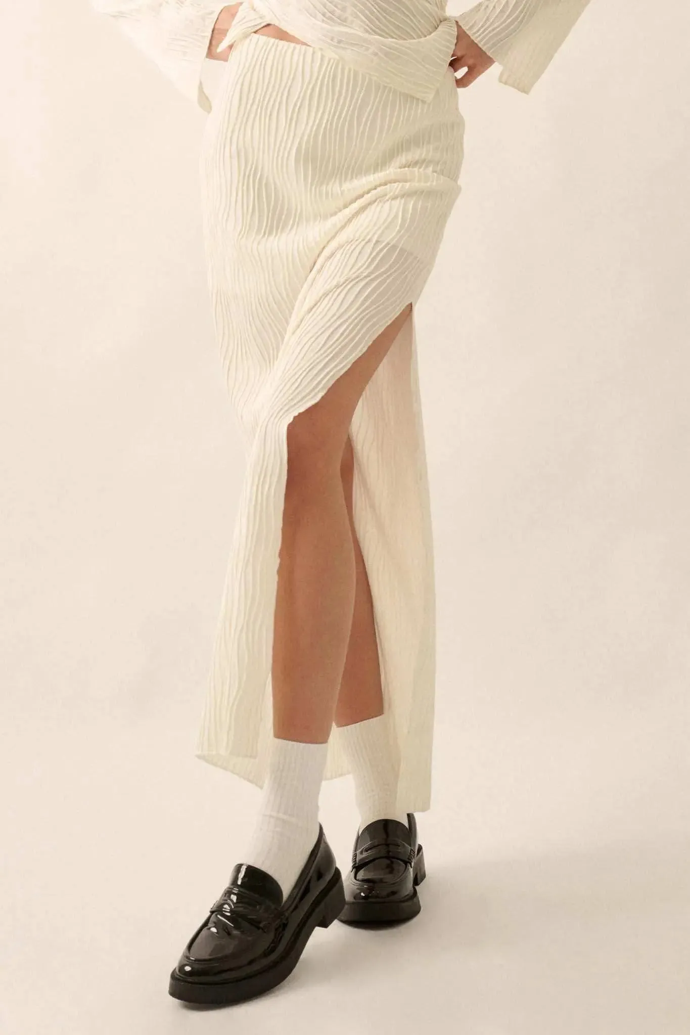 Wherever You Flow Wavy Ribbed-Knit Maxi Skirt sold by Promesa product image thumbnail 4