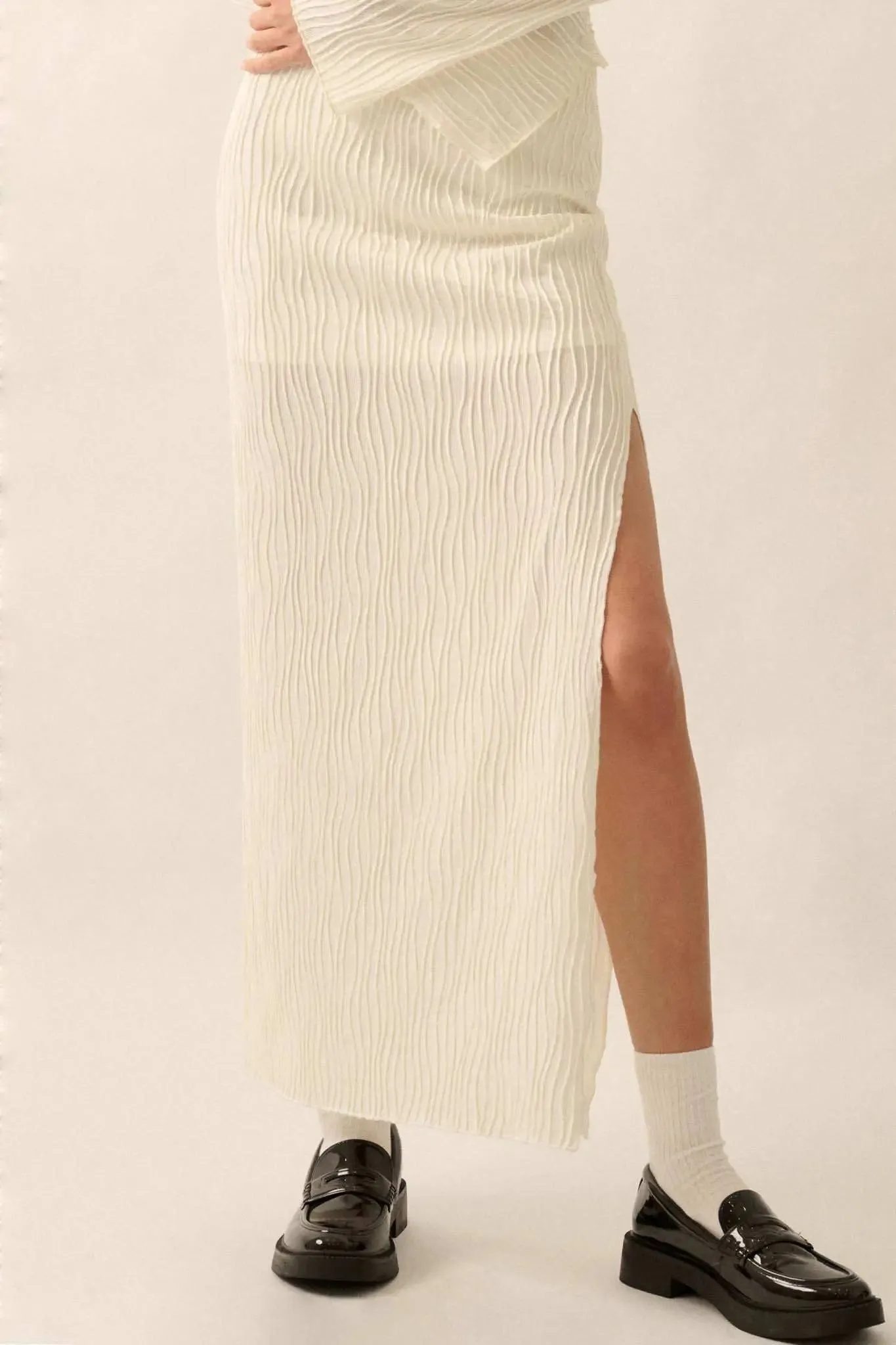 Wherever You Flow Wavy Ribbed-Knit Maxi Skirt sold by Promesa product image thumbnail 2