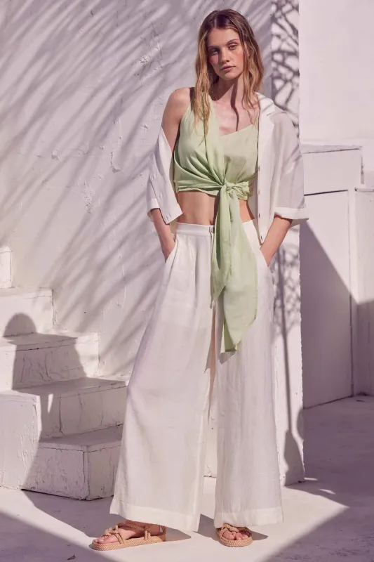 All Wrapped Up Asymmetrical Cropped Satin Wrap Top made by Promesa