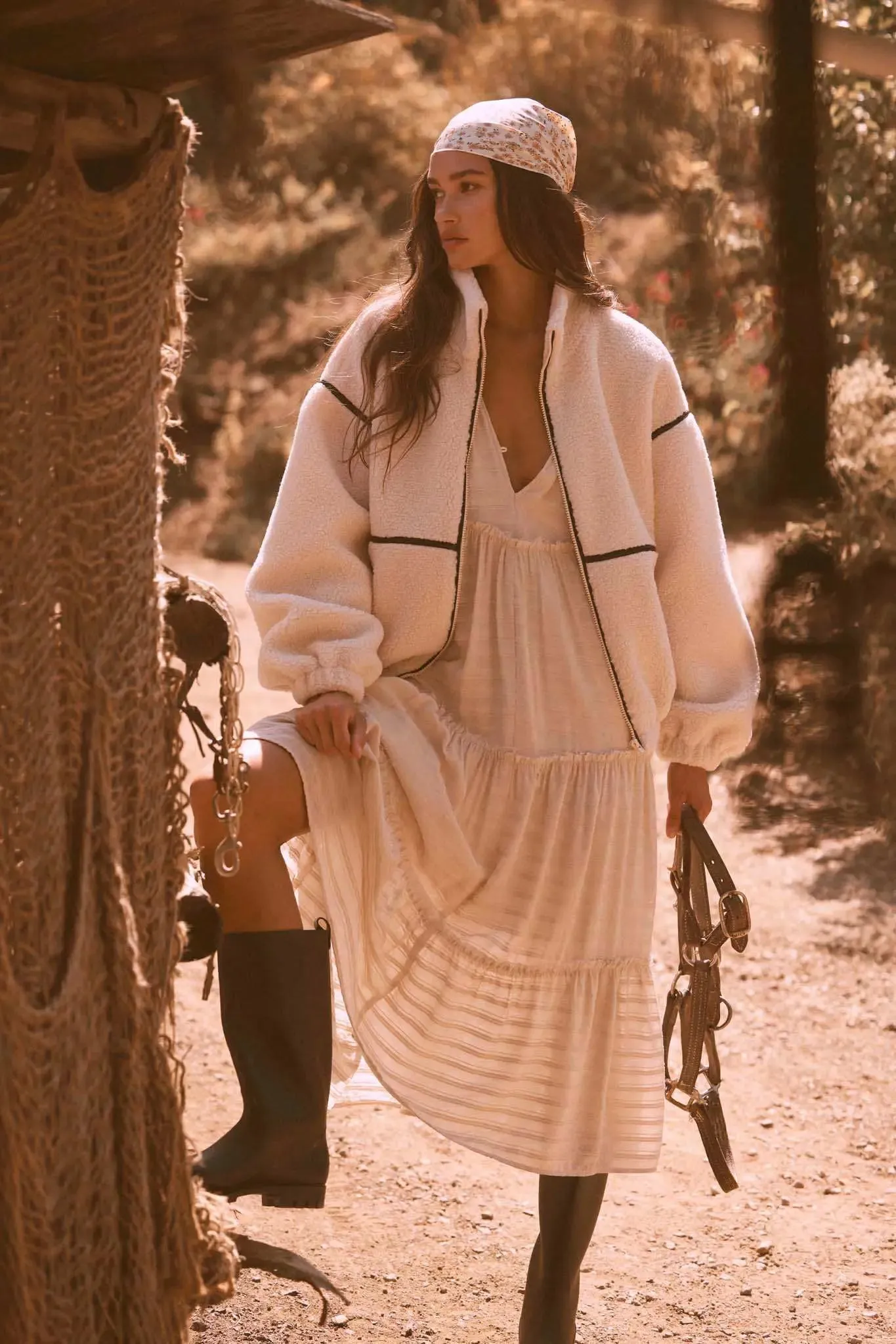 Begin Again Tiered Tonal-Stripe Midi Prairie Dress sold by Promesa product image thumbnail 3