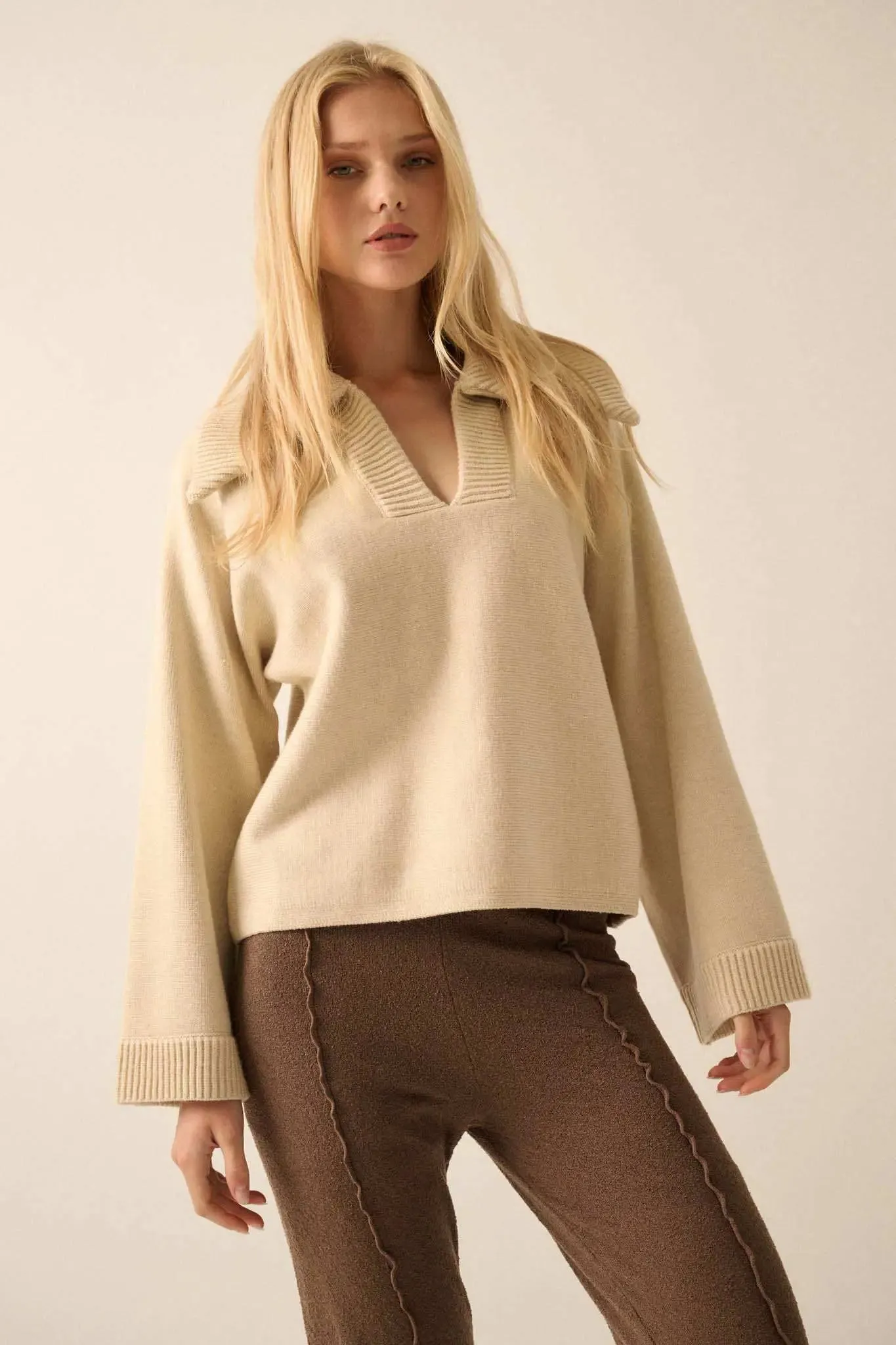 Home Sweet Home Oversized Collar V-Neck Sweater sold by Promesa product image thumbnail 4