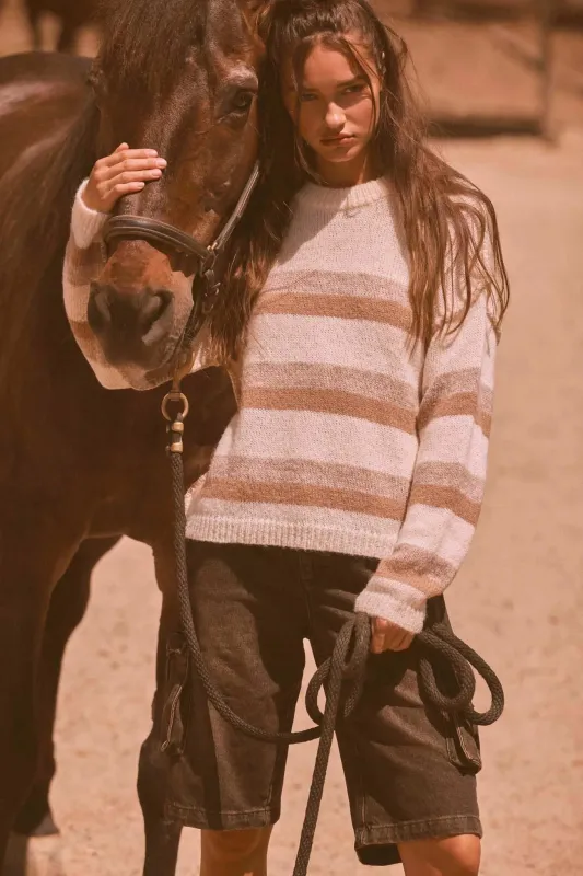 Just My Stripe Exposed-Seam Striped Knit Sweater sold by Promesa