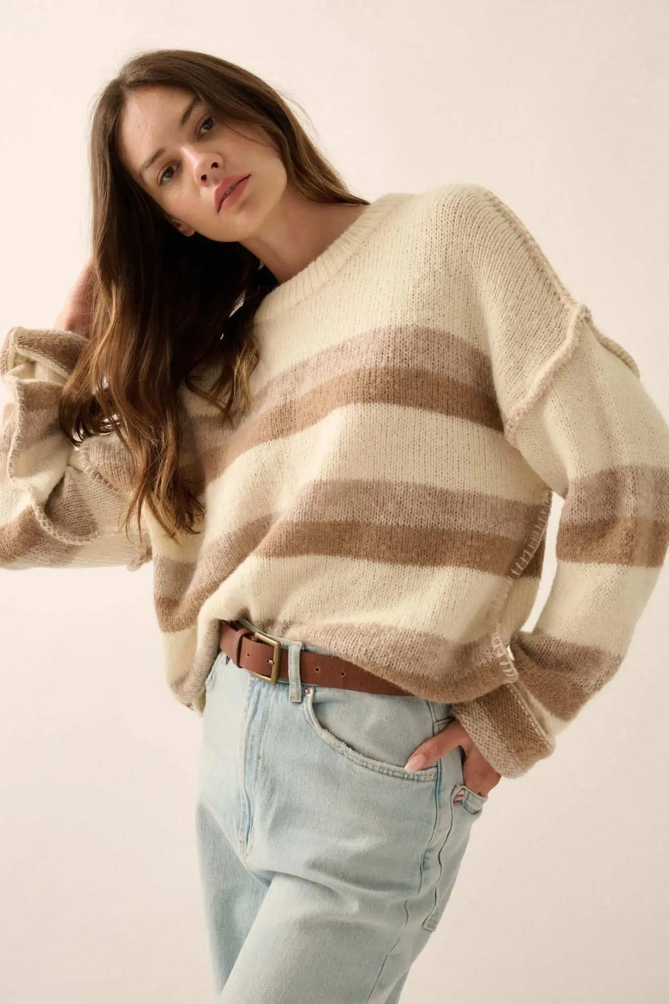Just My Stripe Exposed-Seam Striped Knit Sweater sold by Promesa product image thumbnail 4