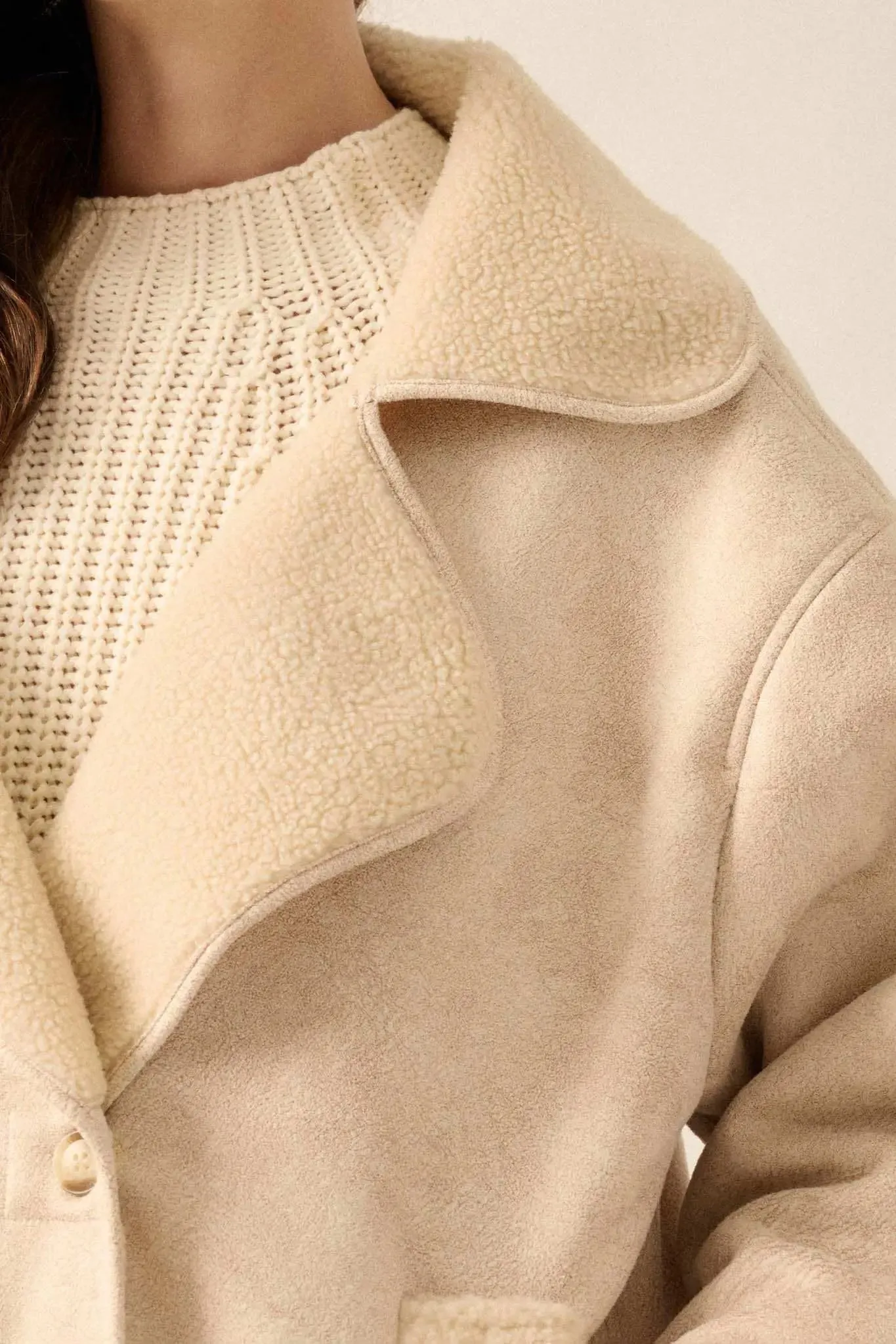 Weather the Storm Faux Shearling Peacoat sold by Promesa product image thumbnail 5