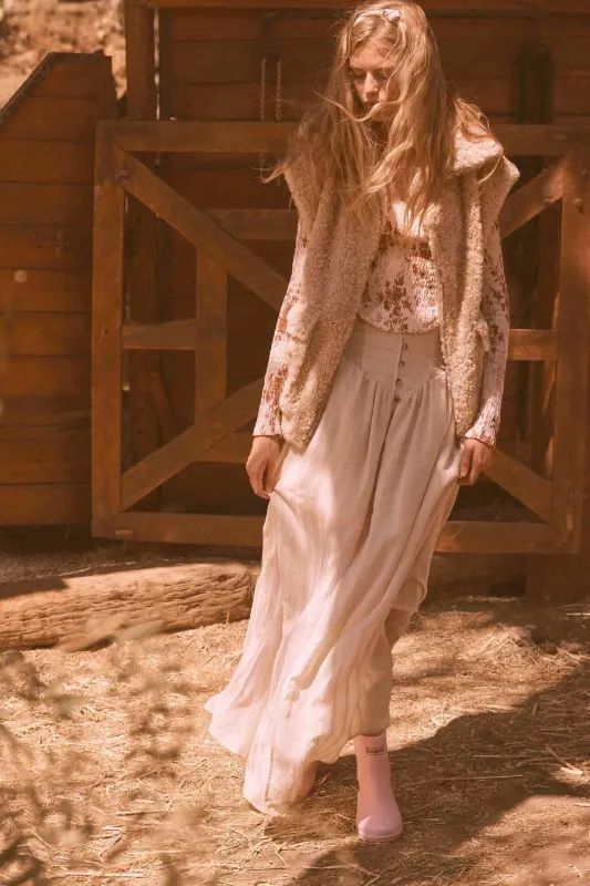 Starting Now Tonal-Stripe Button-Front Maxi Skirt sold by Promesa