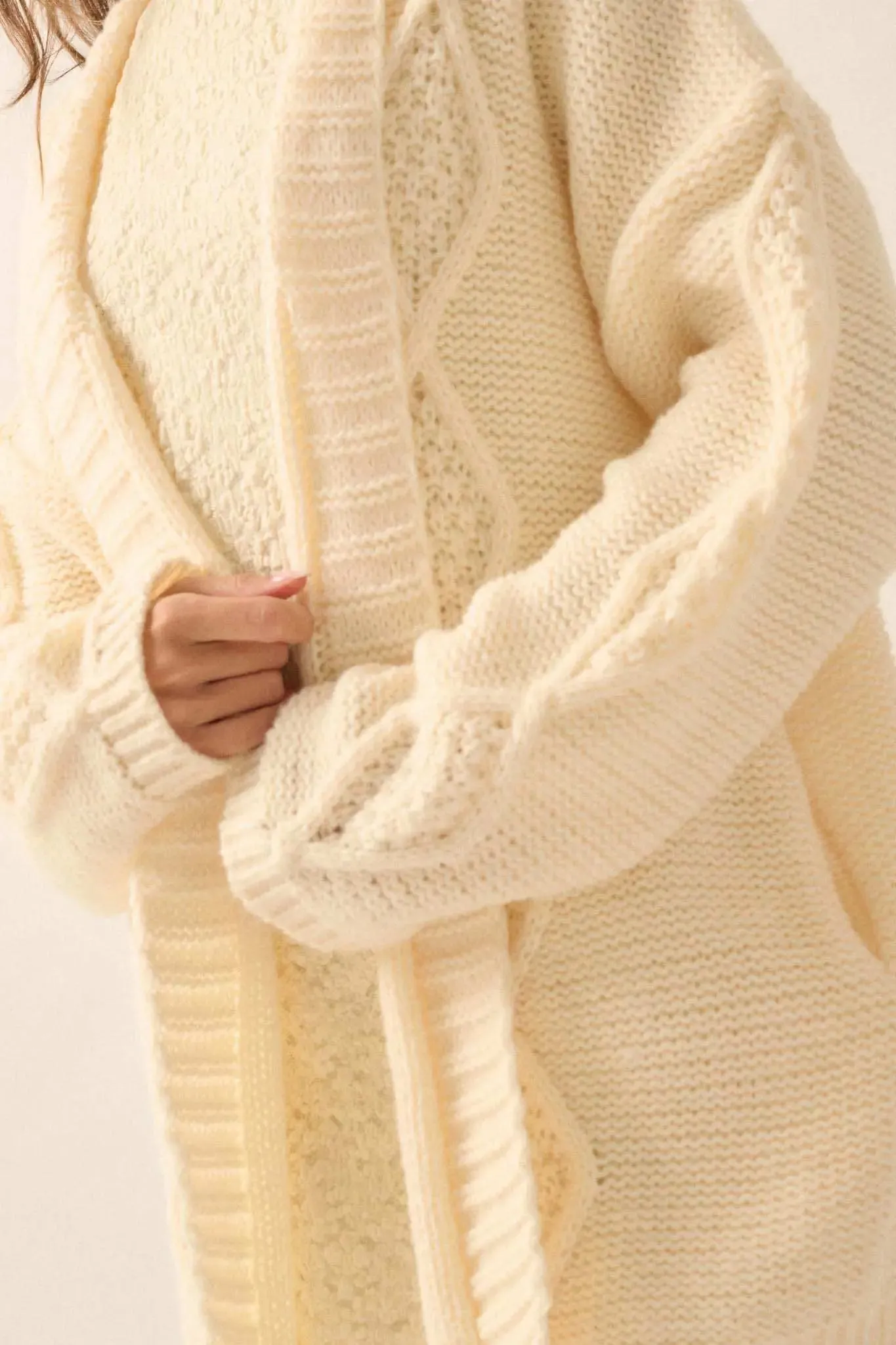 Diamond Hill Open-Front Cable Knit Pocket Cardigan sold by Promesa product image thumbnail 5