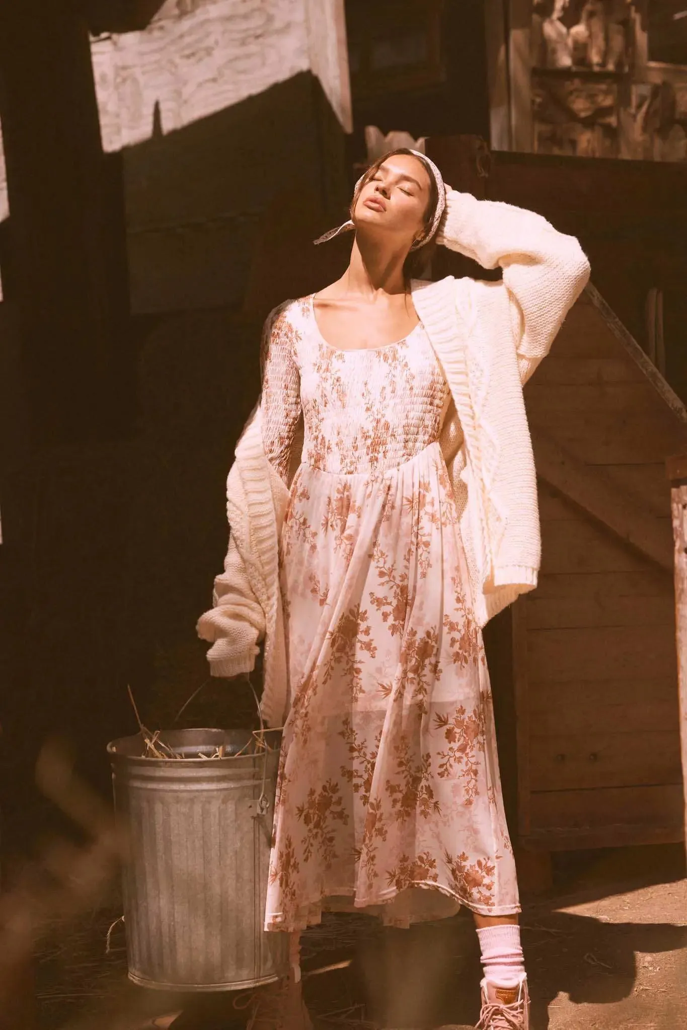 Chasing Wildflowers Smocked Floral Midi Dress sold by Promesa product image thumbnail 3