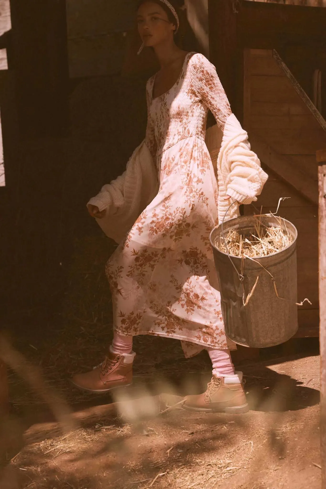 Chasing Wildflowers Smocked Floral Midi Dress sold by Promesa product image thumbnail 2