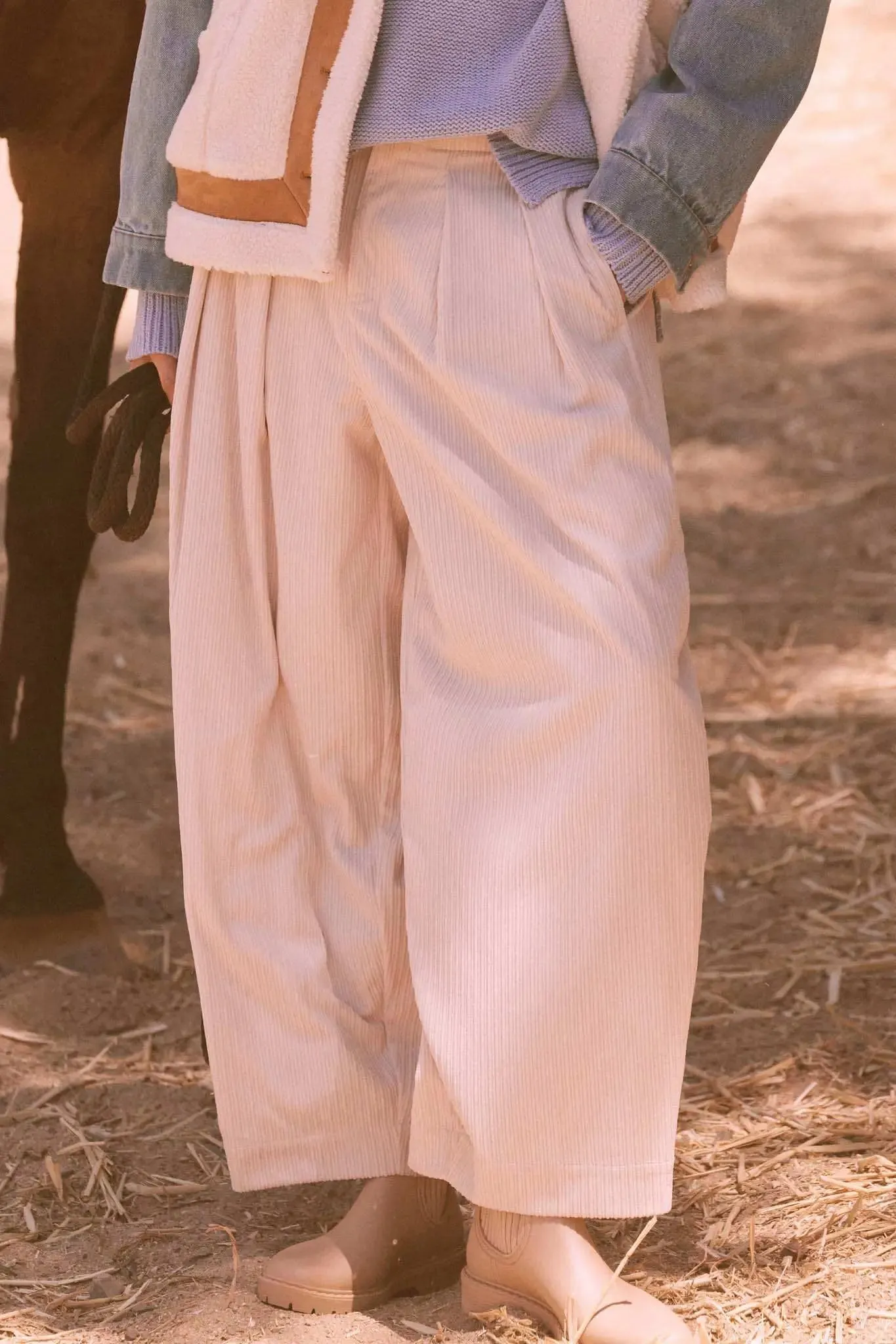 Into the Groove Pleated Wide-Leg Corduroy Pants sold by Promesa product image thumbnail 2