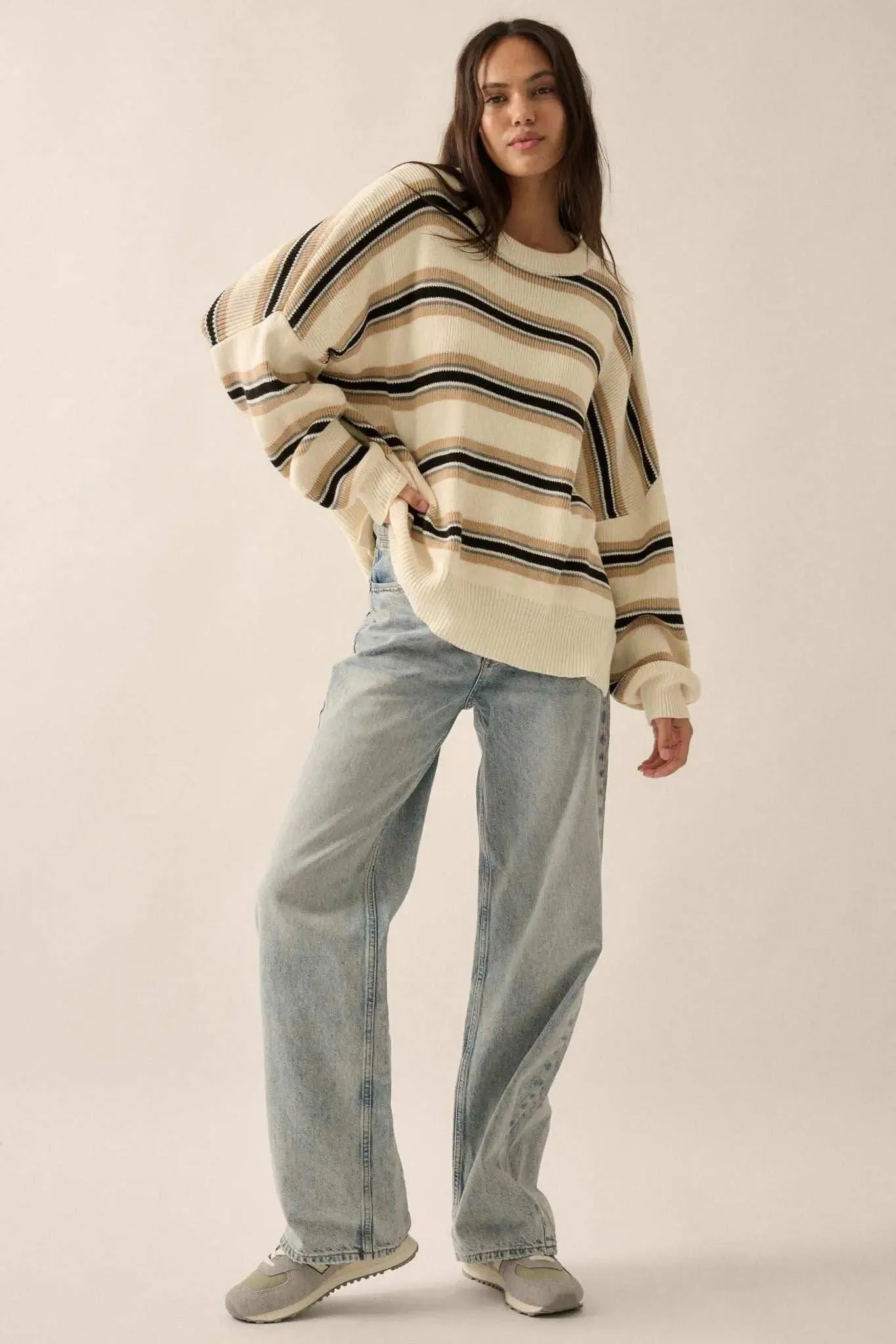 Walk the Line Oversized Striped Knit Sweater sold by Promesa product image thumbnail 5