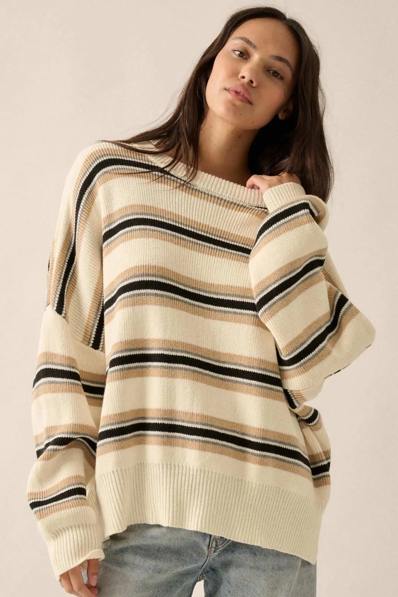 Walk the Line Oversized Striped Knit Sweater sold by Promesa product image thumbnail 4
