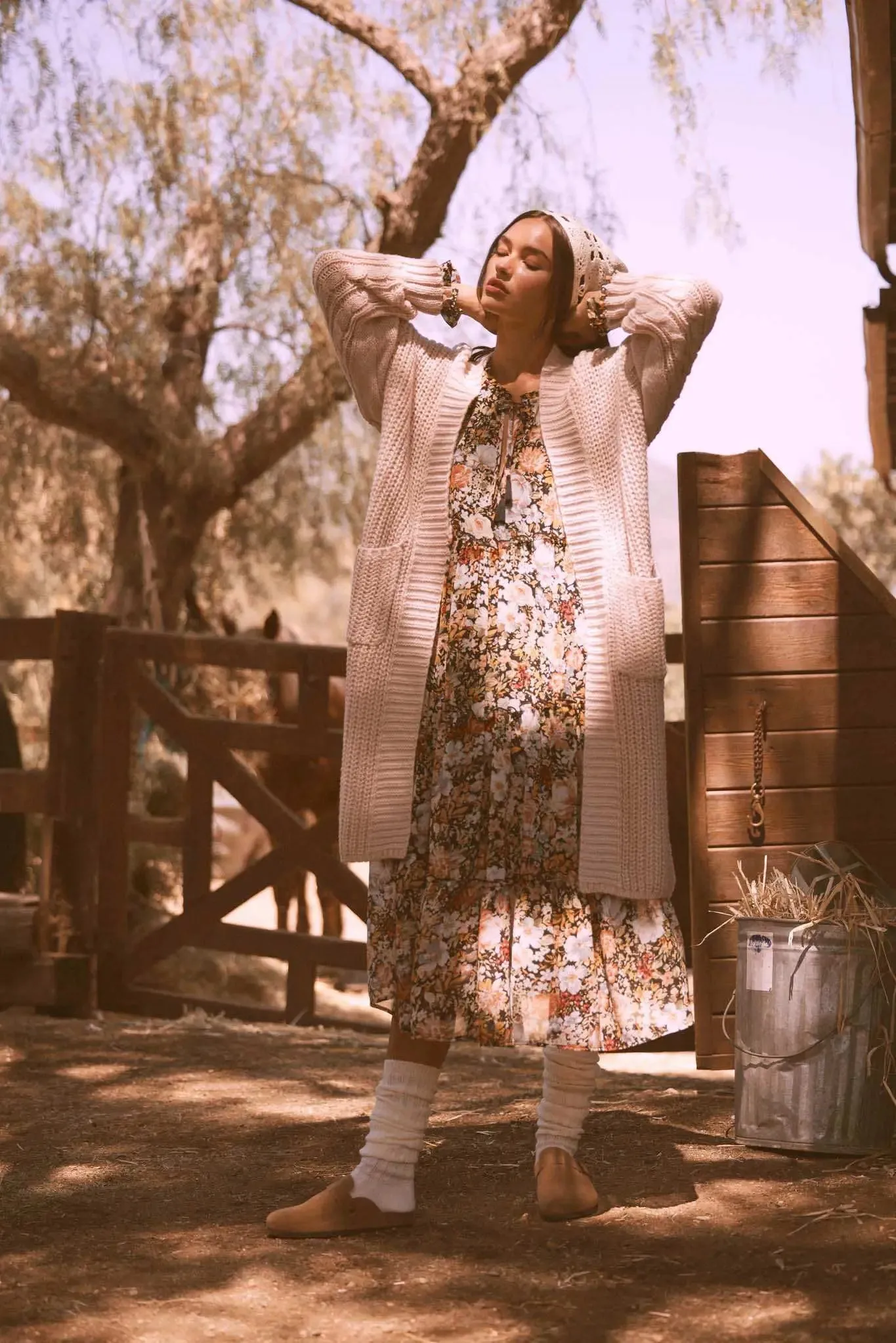 Blooming Harvest Tiered Floral Midi Prairie Dress sold by Promesa product image thumbnail 3