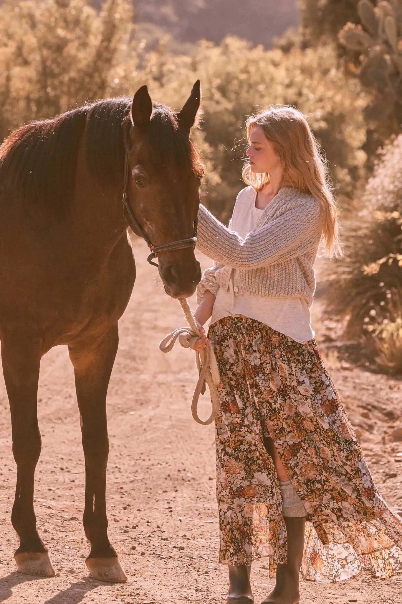 Autumn Bouquet Floral Chiffon Button-Front Maxi Skirt sold by Promesa product image thumbnail 3