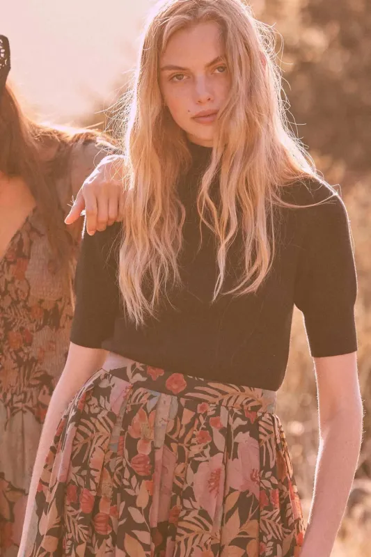 Simple Pleasures Short-Sleeve Mock-Neck Sweater sold by Promesa