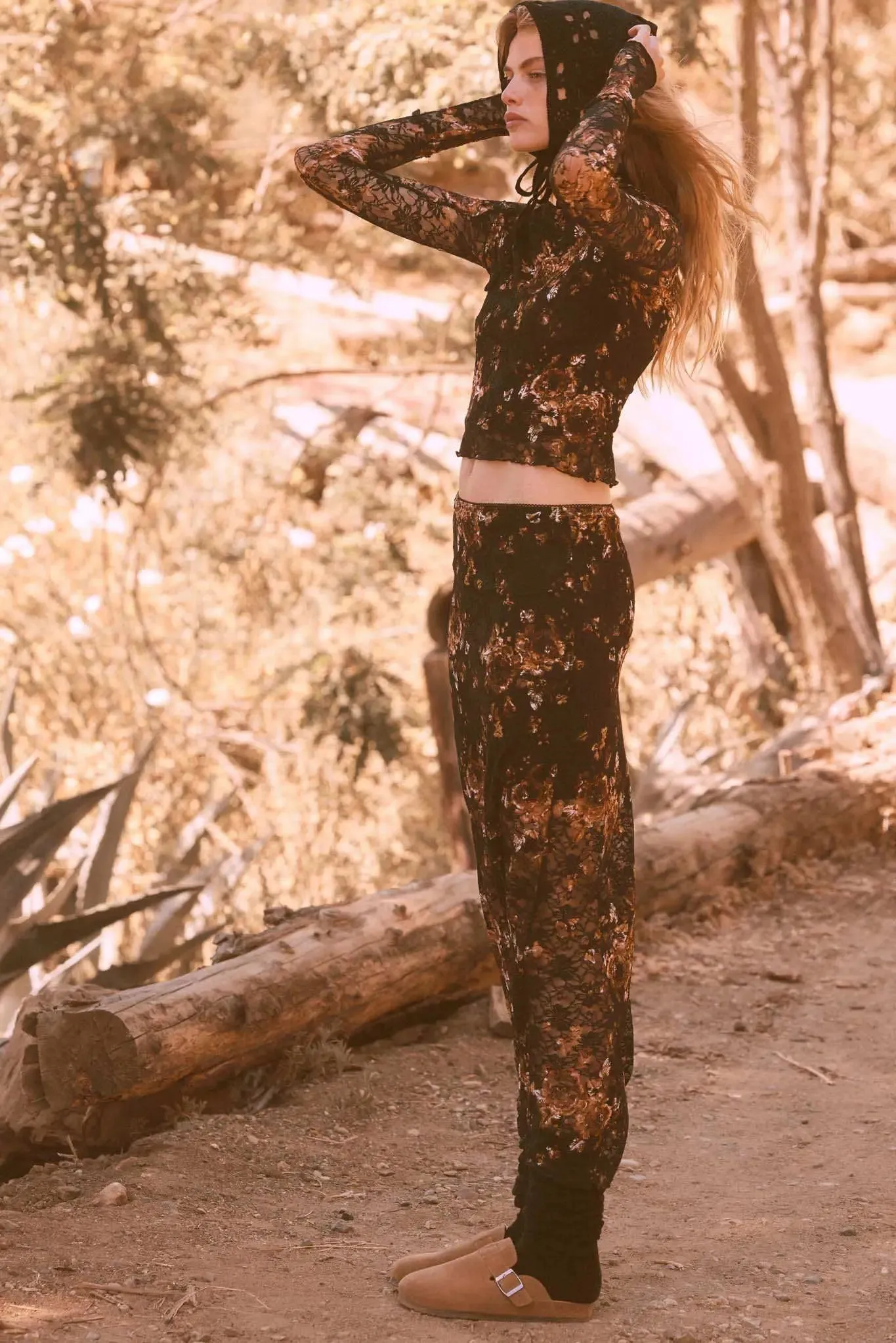 Fields of Gold Floral-Print Lace Maxi Skirt sold by Promesa product image thumbnail 3