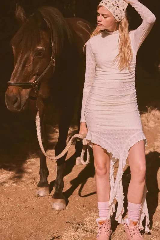 Dainty Doll Floral Lace Asymmetrical Mini Dress sold by Promesa