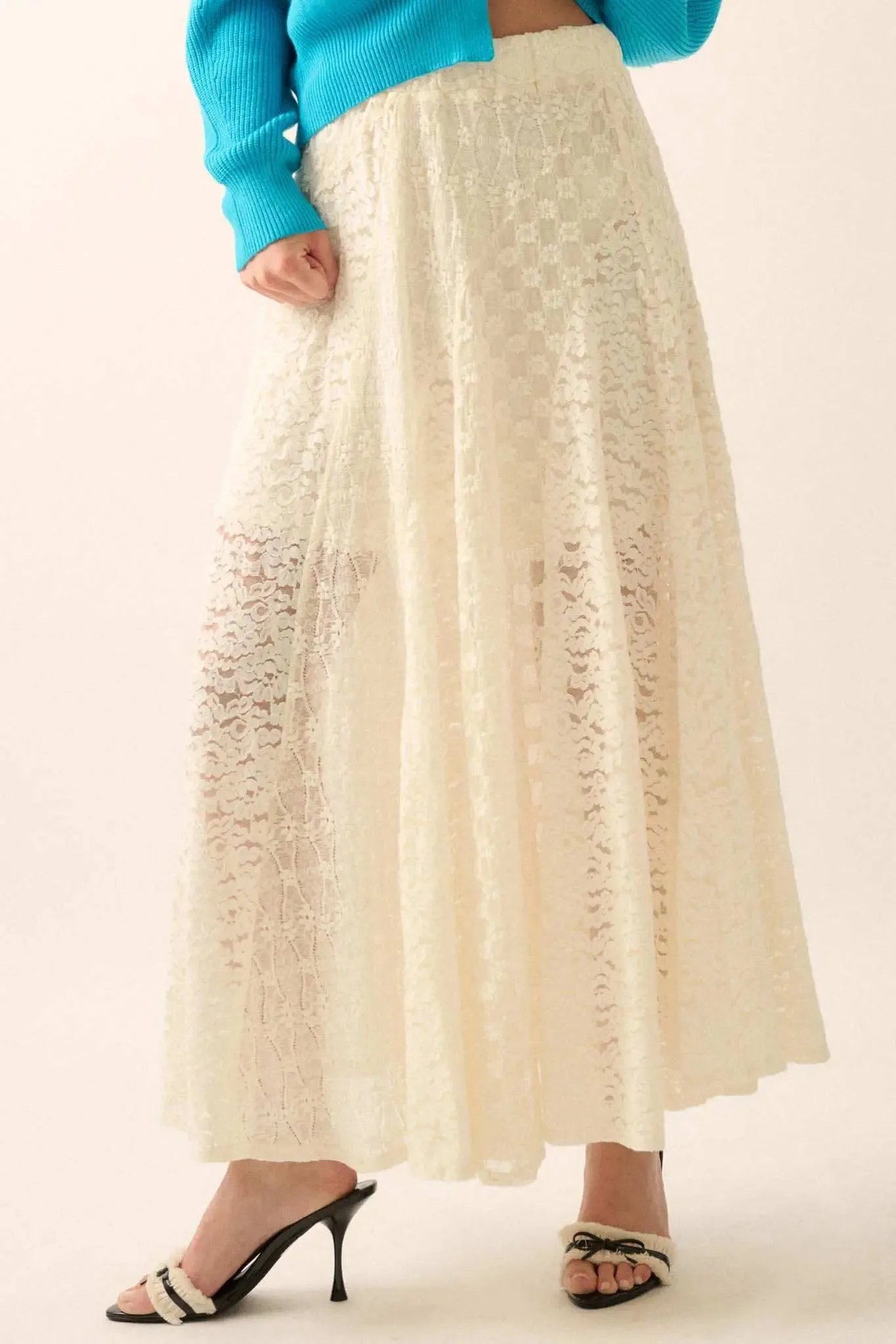 Delicate Beauty Floral Lace Paneled Maxi Skirt sold by Promesa product image thumbnail 4