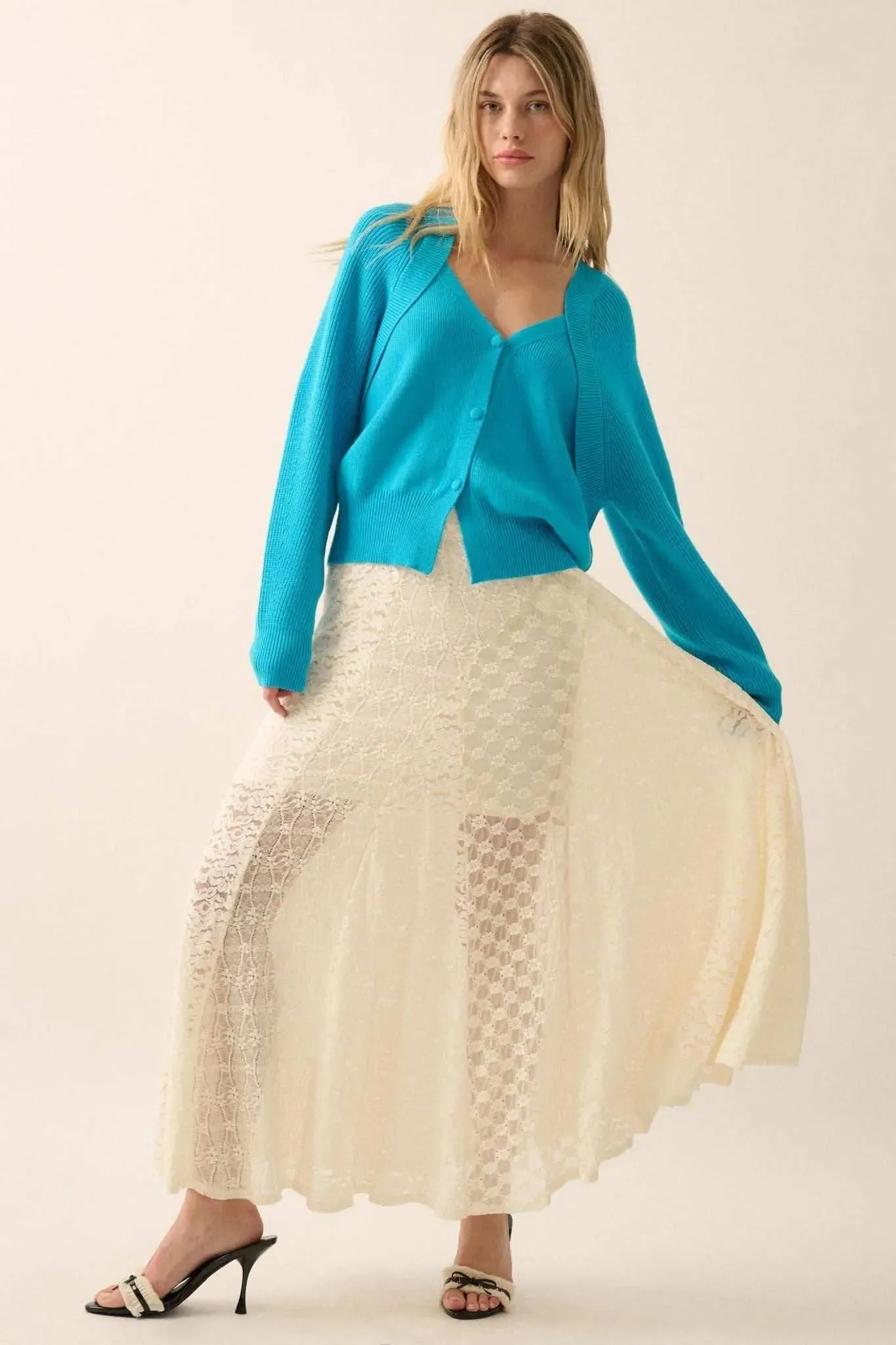 Delicate Beauty Floral Lace Paneled Maxi Skirt sold by Promesa product image thumbnail 5