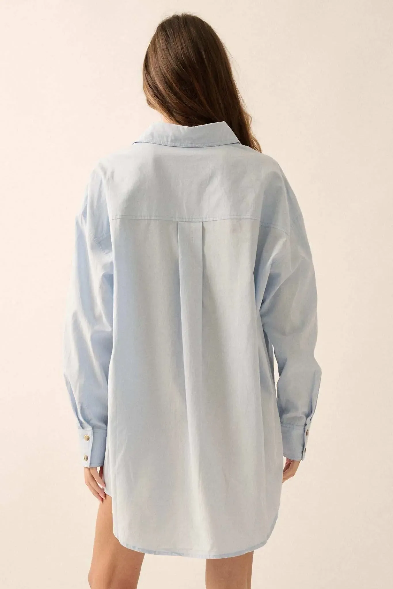 Moving Forward Oversize Button-Up Mini Shirt Dress sold by Promesa product image thumbnail 2