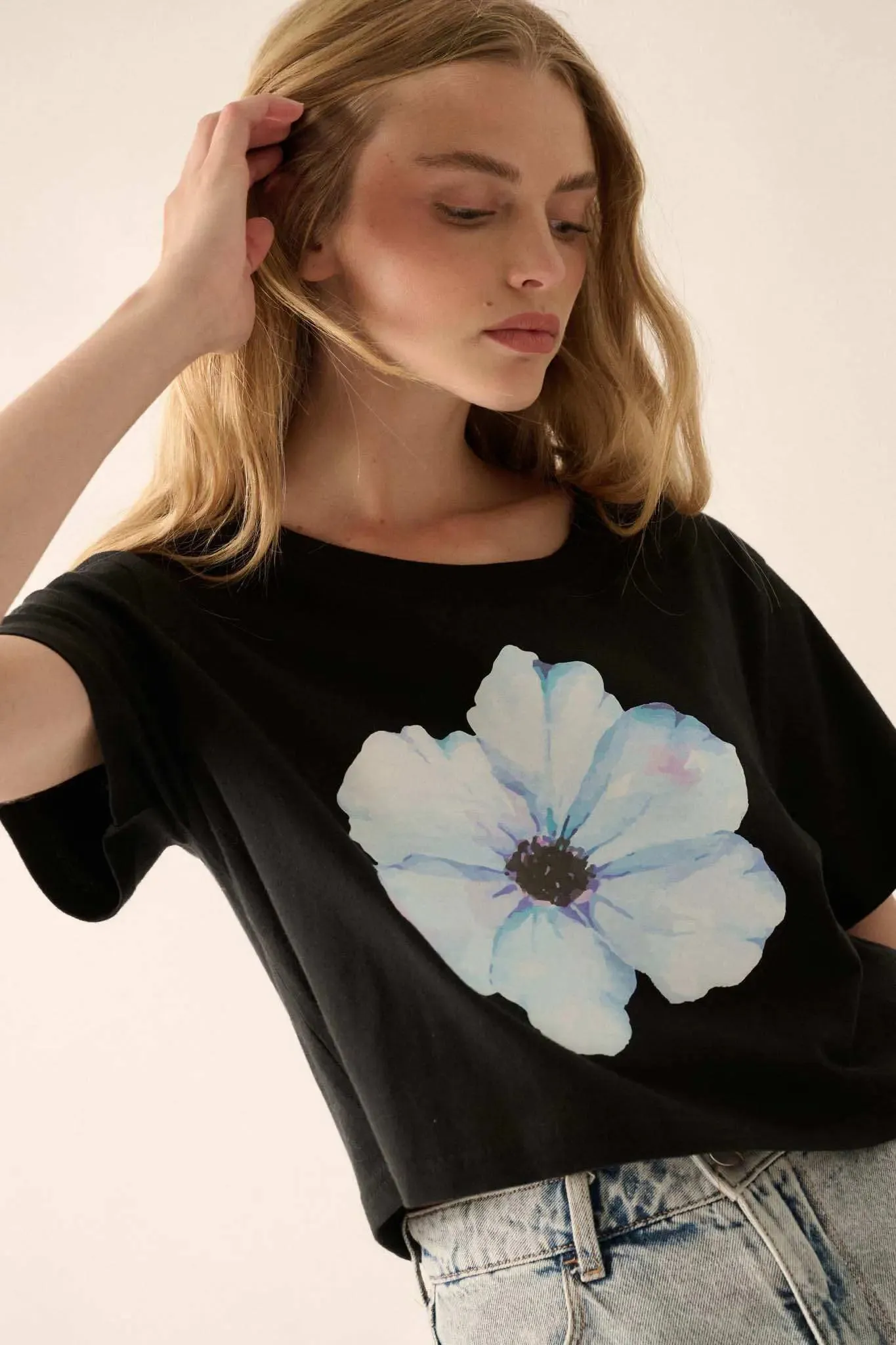 Watercolor Blossom Garment-Dyed Floral Graphic Tee sold by Promesa product image thumbnail 5