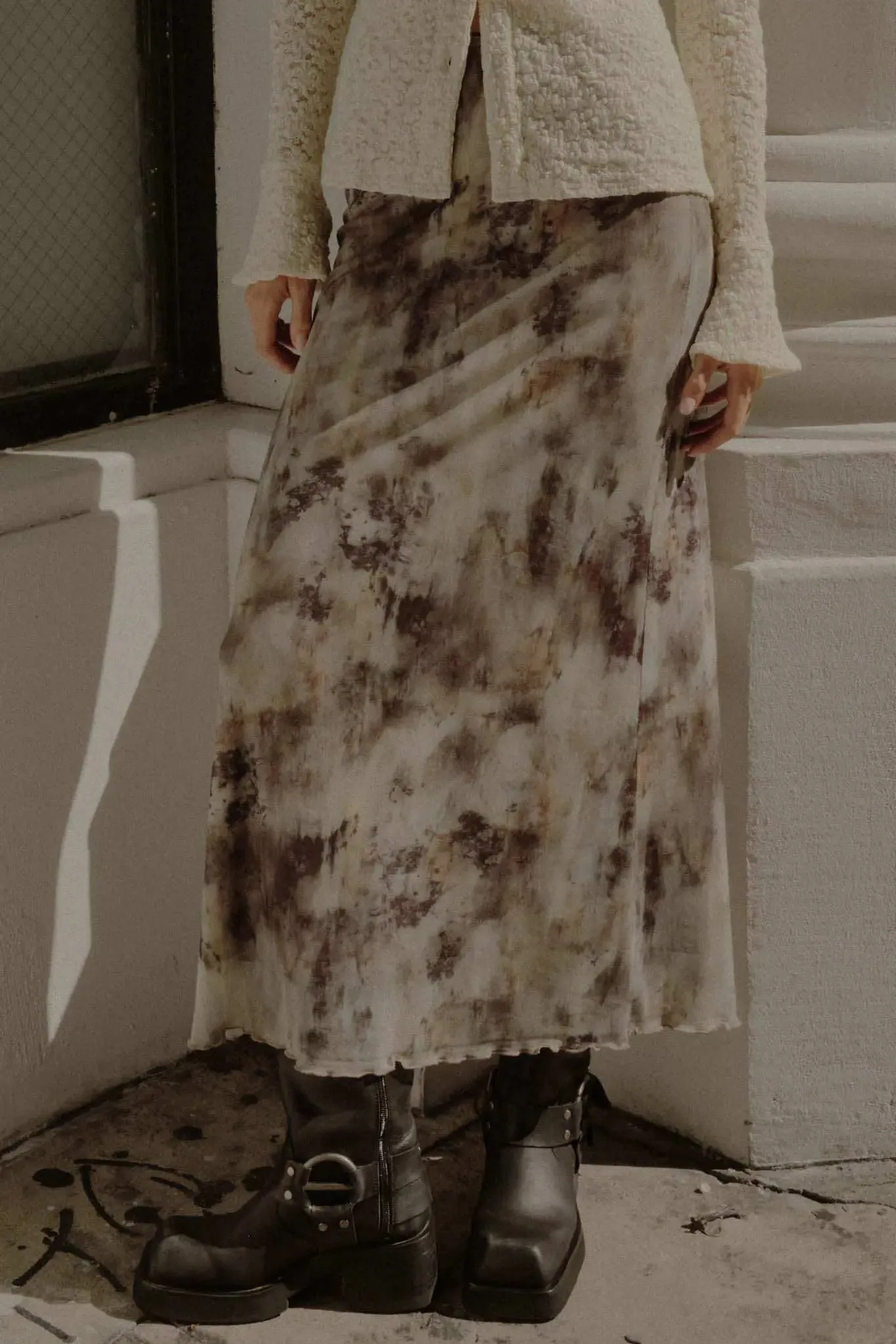 Smoke on the Water Tie-Dye Mesh Maxi Skirt sold by Promesa product image thumbnail 2