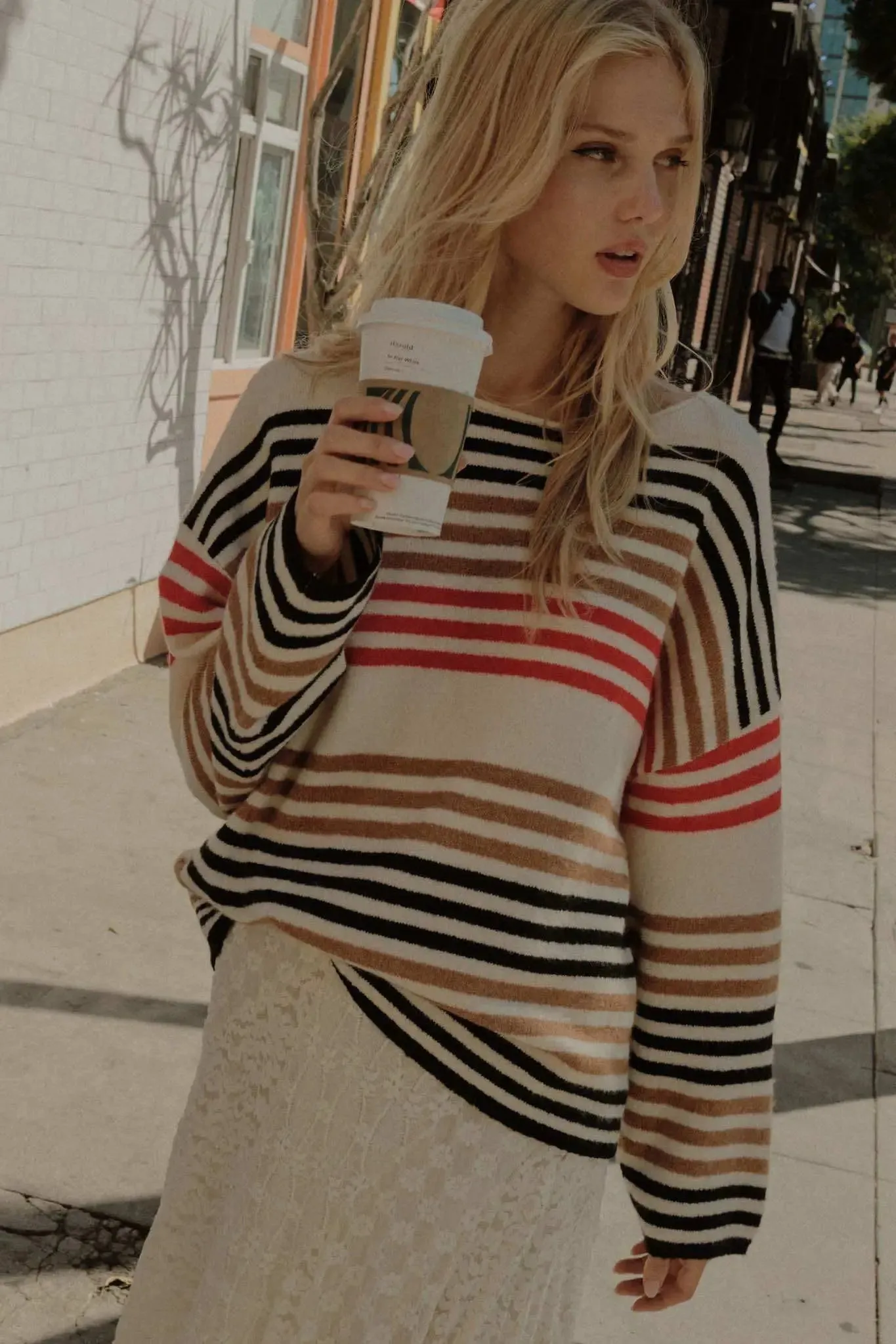 Along These Lines Multicolor Striped Knit Sweater sold by Promesa